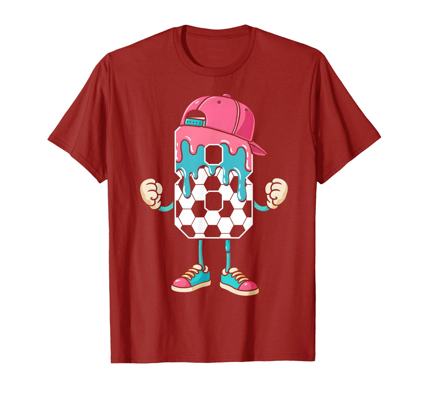 Soccer 8 Year Old Ice Cream Drip Youth 8th Birthday Boy 8 T-Shirt
