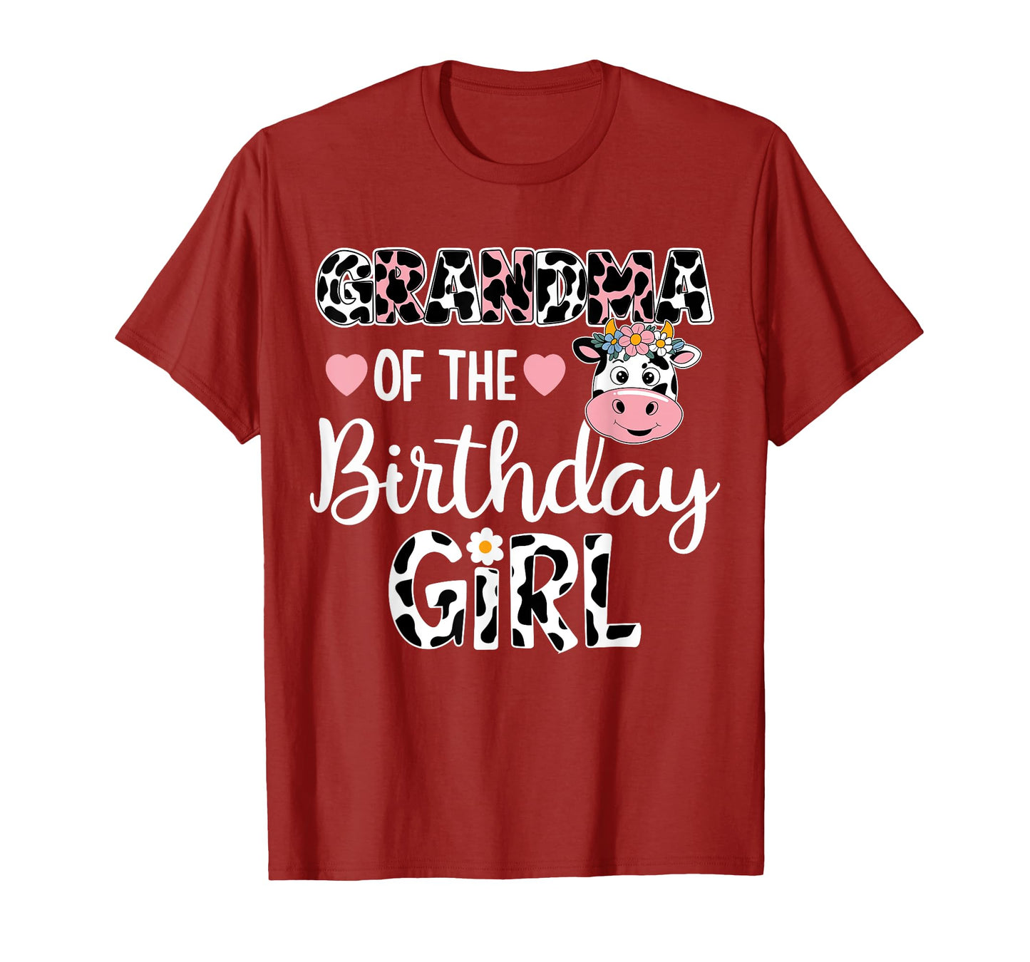 Grandma Of The Birthday Girl Farm Cow 1 St Birthday Girl T-Shirt