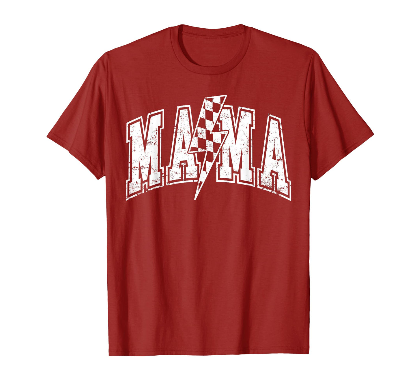 Mama Lightning Bolt Checkered Varsity Mom Women Mother's Day T-Shirt