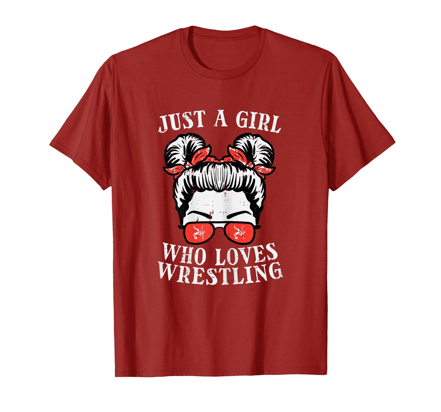 Just Girl Who Loves Wrestling Messy Bun Wrestler Women Kids T-Shirt