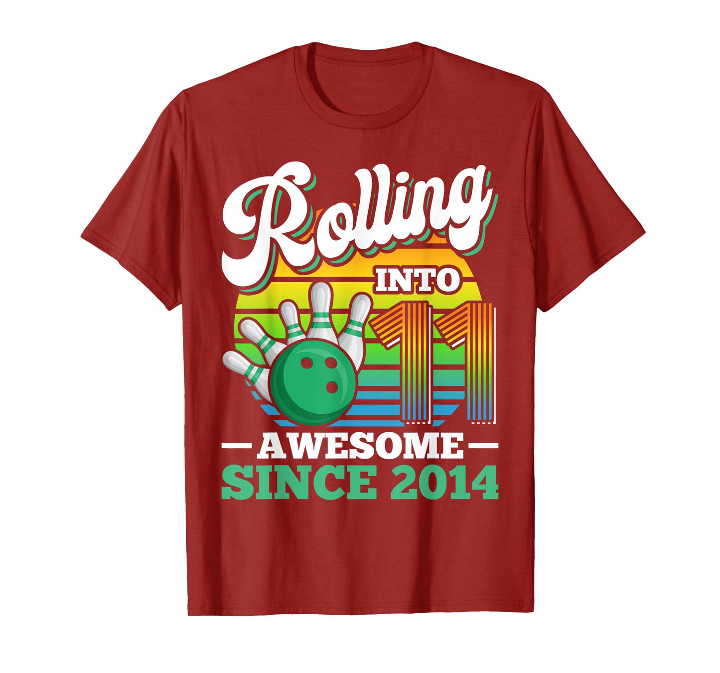 Bowling Birthday Party Rolling Into 11 Years 11th Birthday T-Shirt