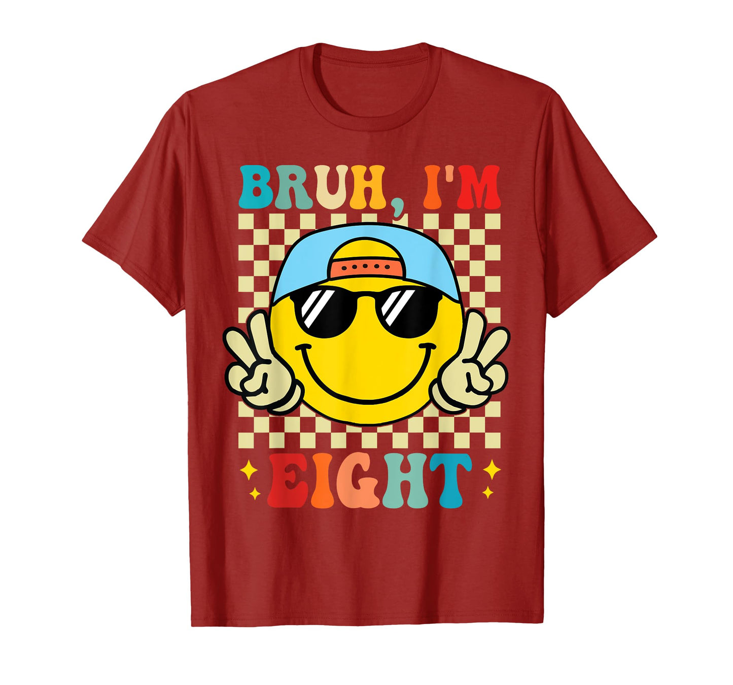 Bruh I'm Eight 8 8th Birthday Groovy Boys Girls 8 Years Old T-Shirt