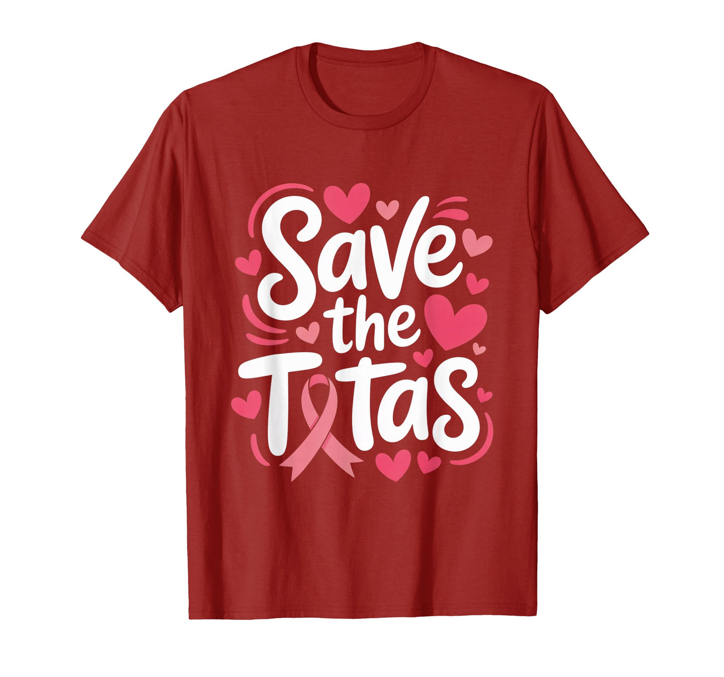 Save The Tatas Breast Cancer Fighting Awareness Pink Ribbon T-Shirt