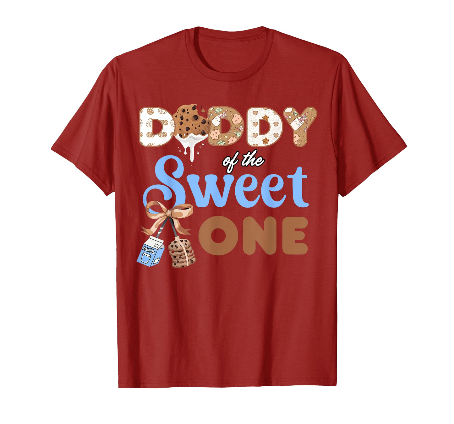 Daddy Of the Sweet One Cookies and Milk 1st Birthday T-Shirt