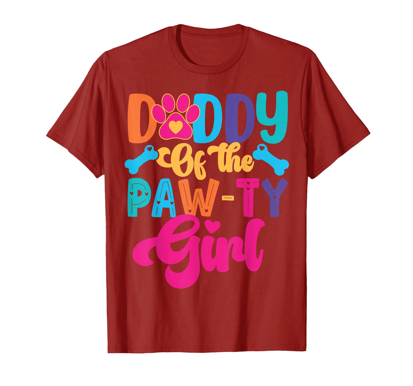 Daddy Of The Birthday Girl Dog Paw Family Matching Party T-Shirt