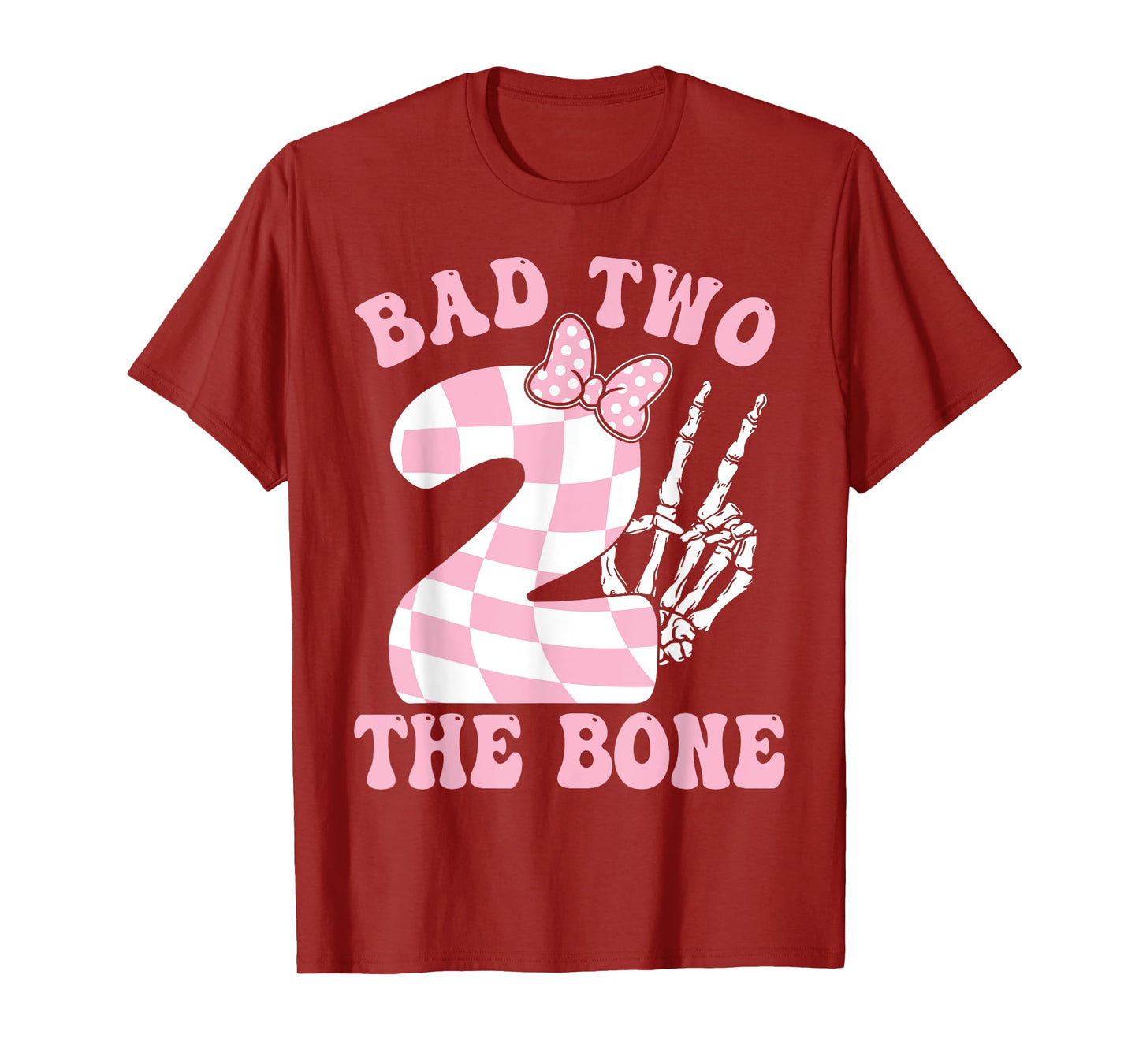 Bad Two The Bone Pink Bow 2nd Birthday Girl Decorations T-Shirt