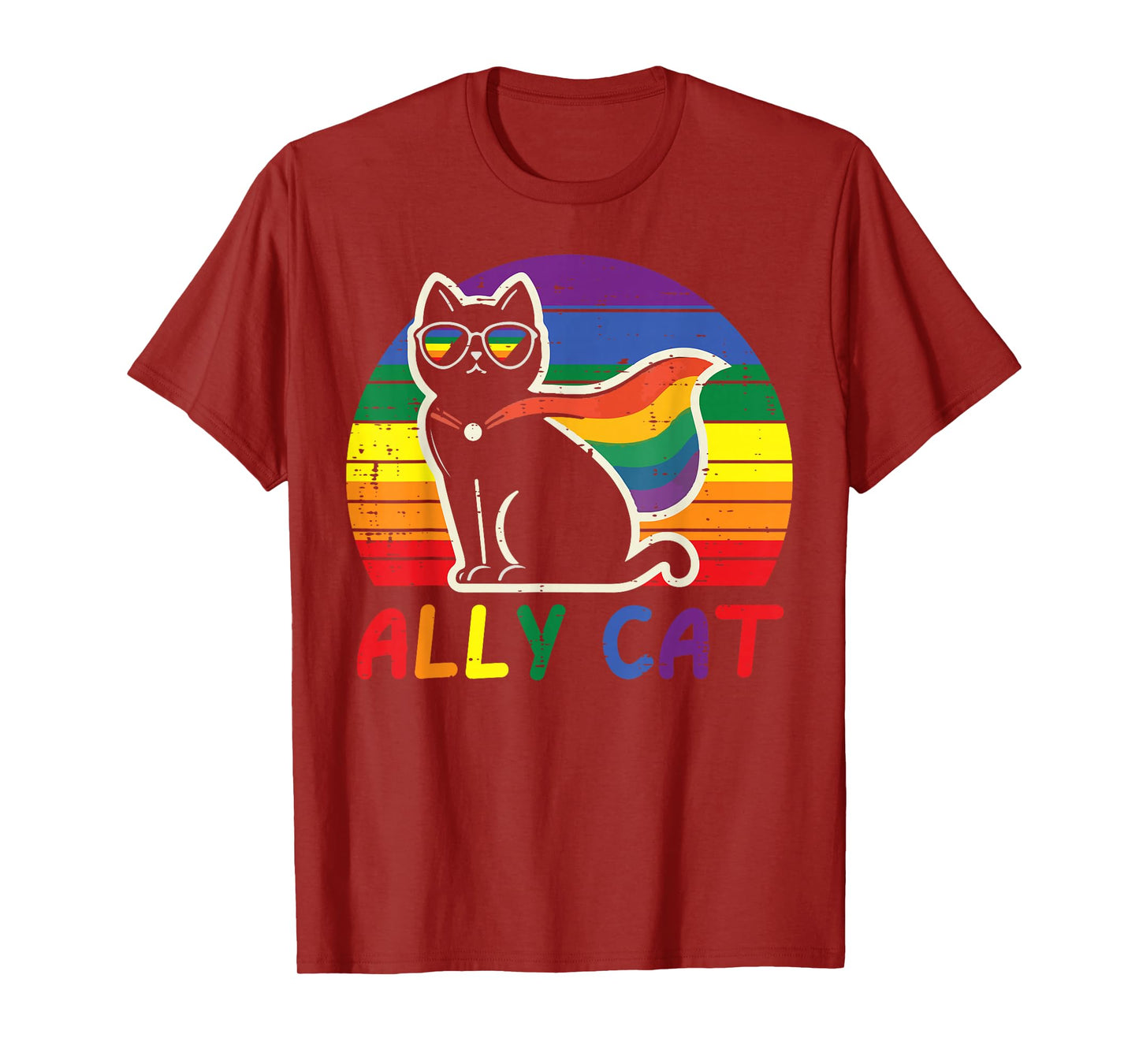 Gay Pride Month Ally Cat Funny LGBTQ Rainbow Men Women Kids T-Shirt