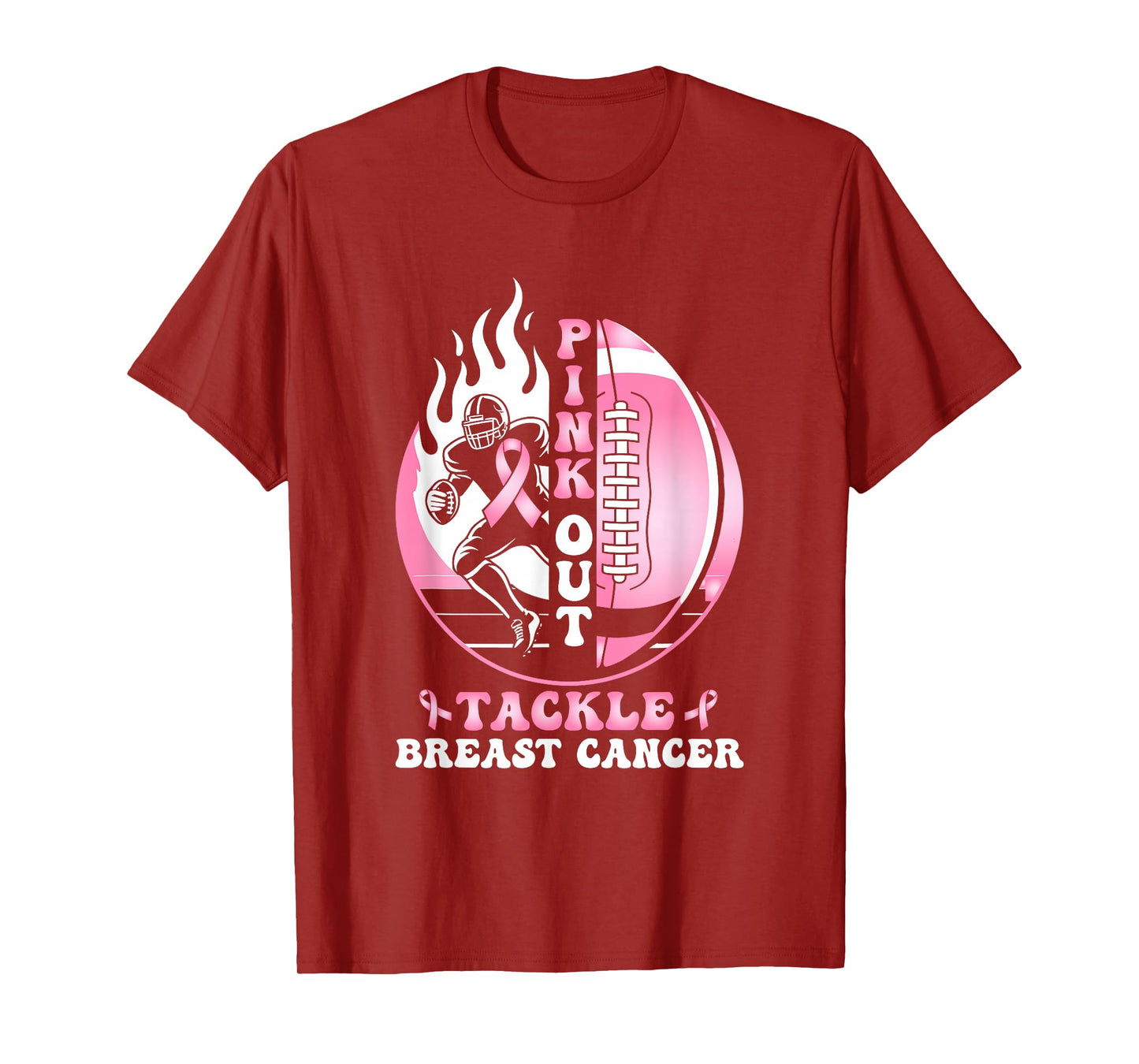 Pink Out Football Tackle Breast Cancer Awareness T-Shirt