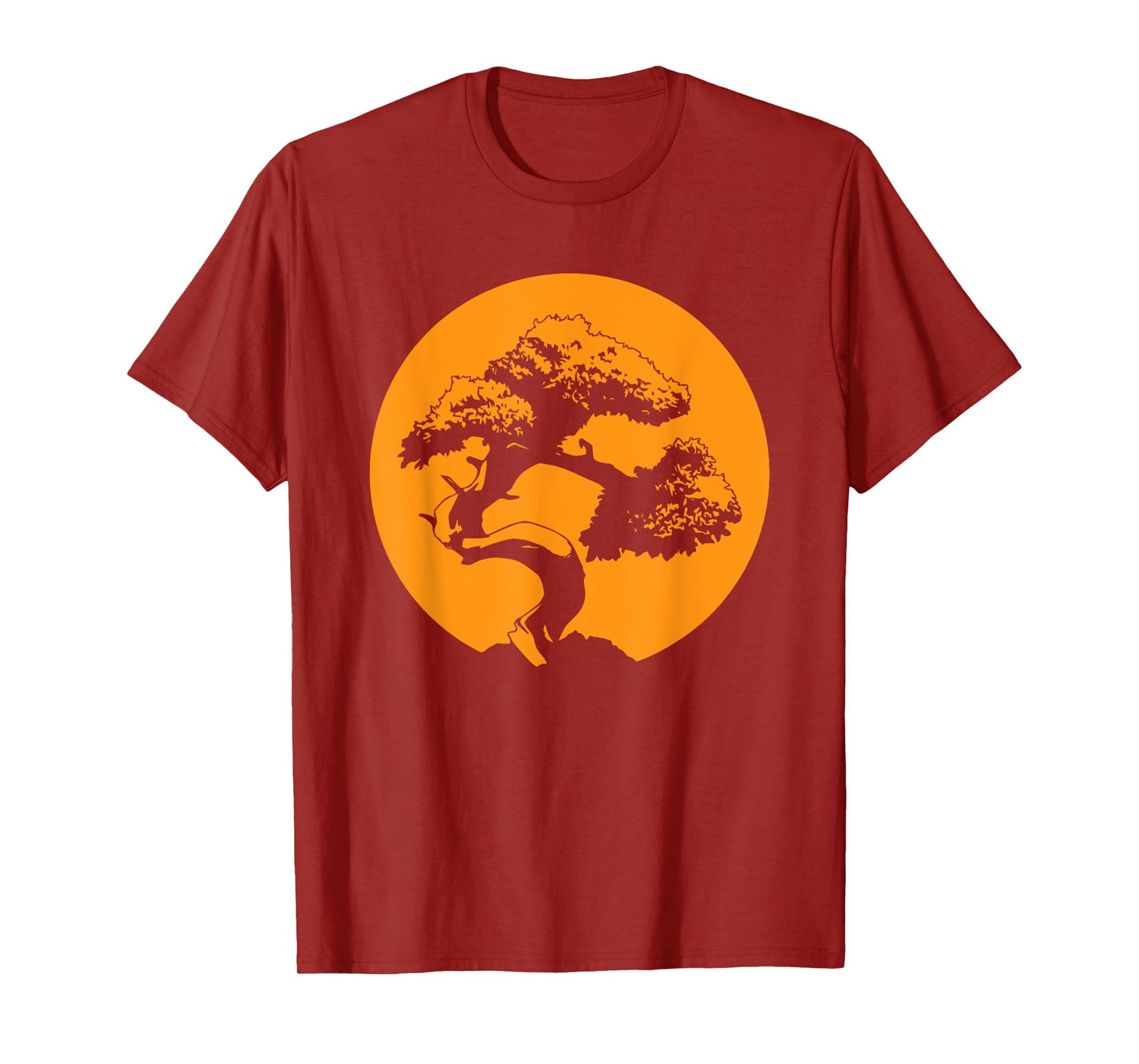 Japanese Bonsai Tree with Orange Sunset T-Shirt