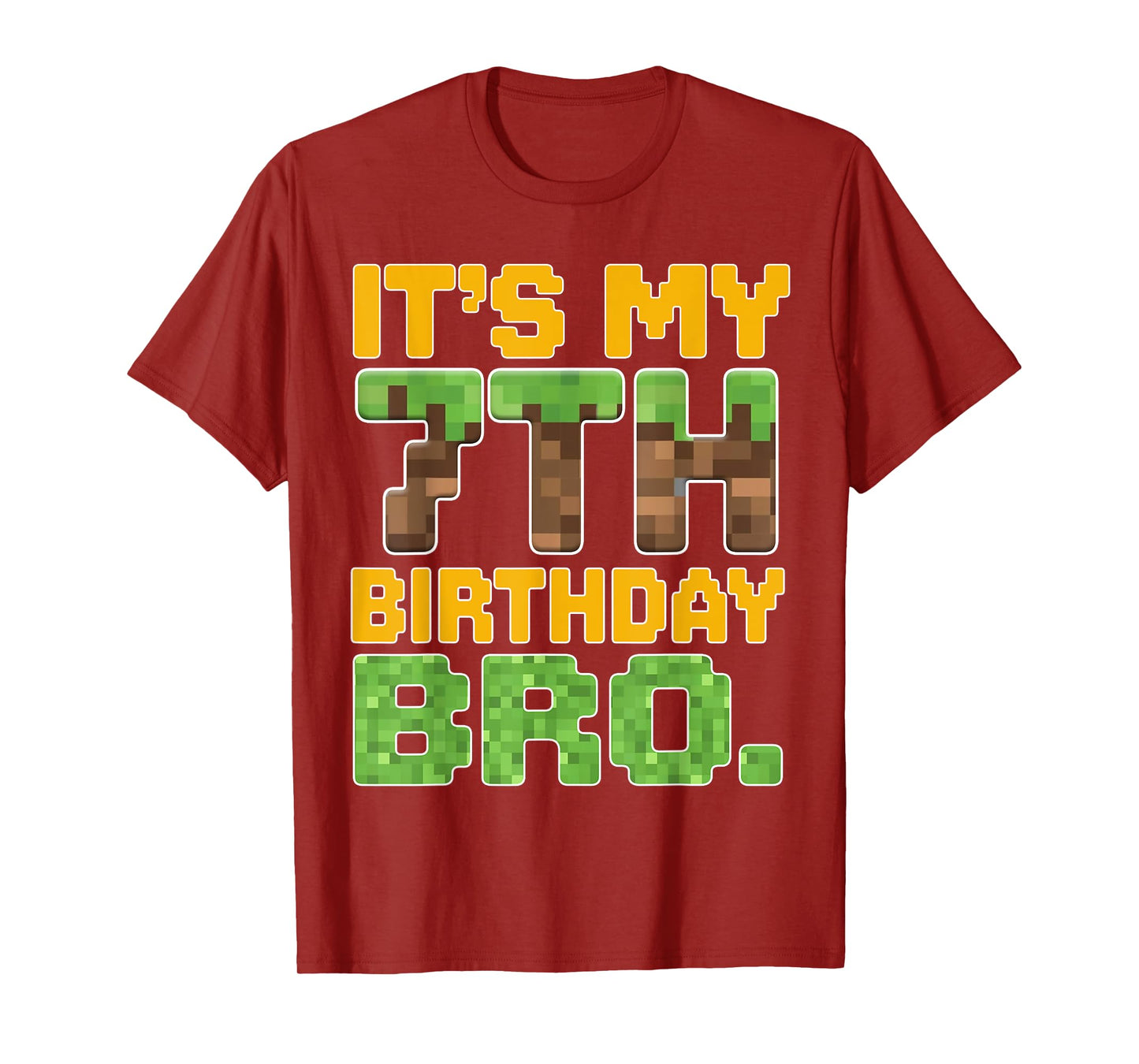Funny It's My 7th Birthday Bro Video Game Pixel Bday Boy T-Shirt