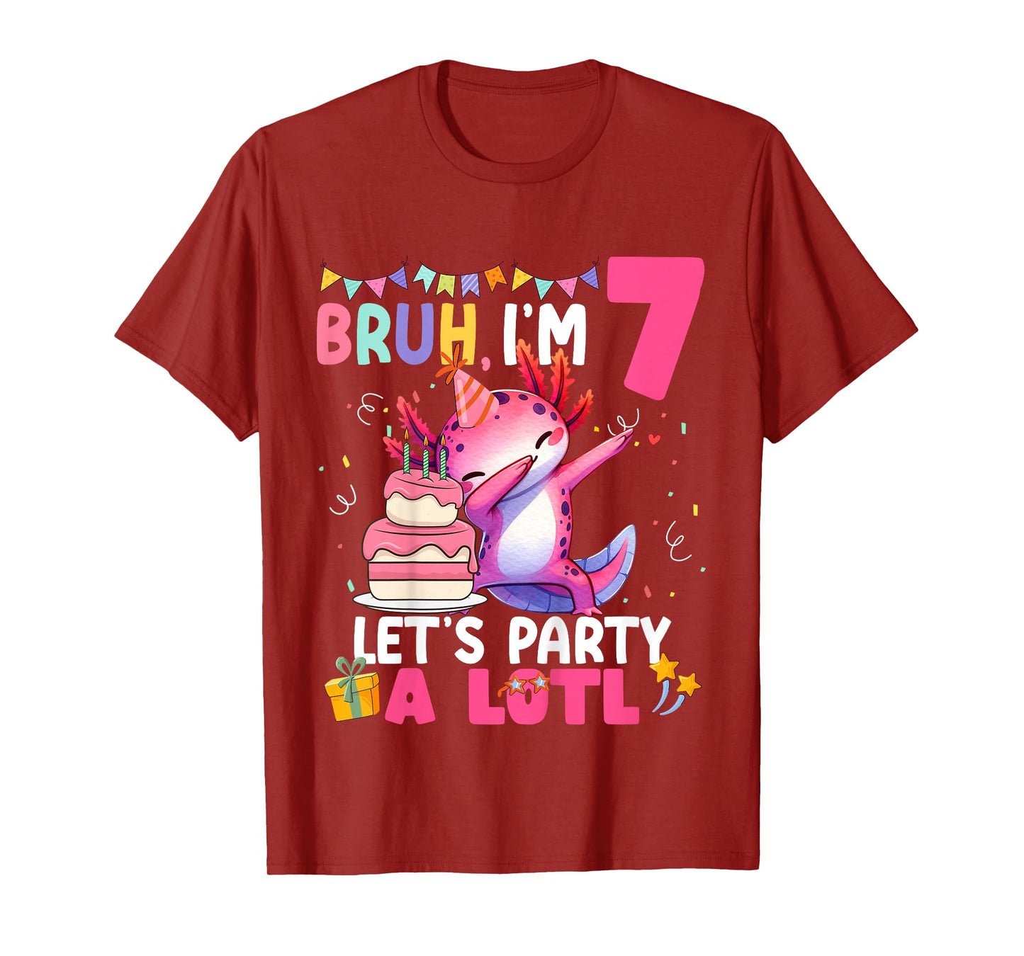 I'm 7 Bday Axolotl Party Cute 7th Birthday Kids Axolotl T-Shirt