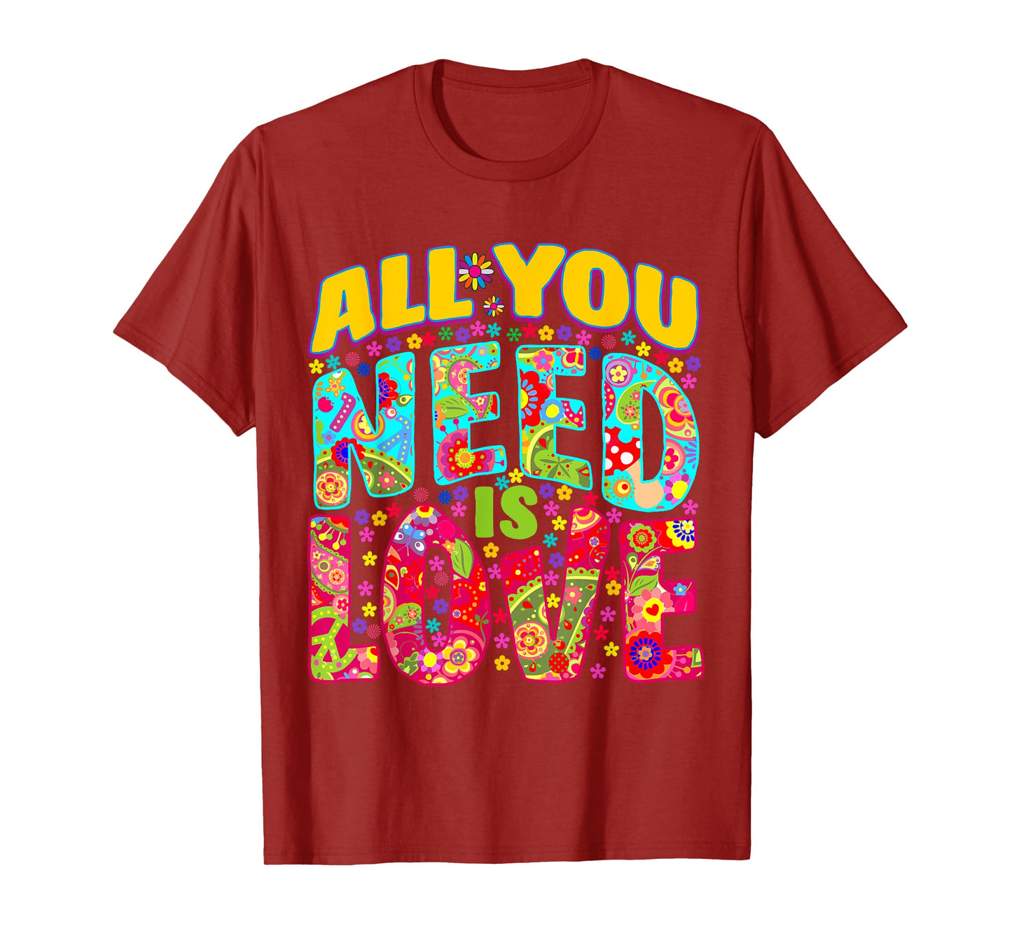 Hippie Flower Power Peace & Love Retro 60s 70s T-Shirt