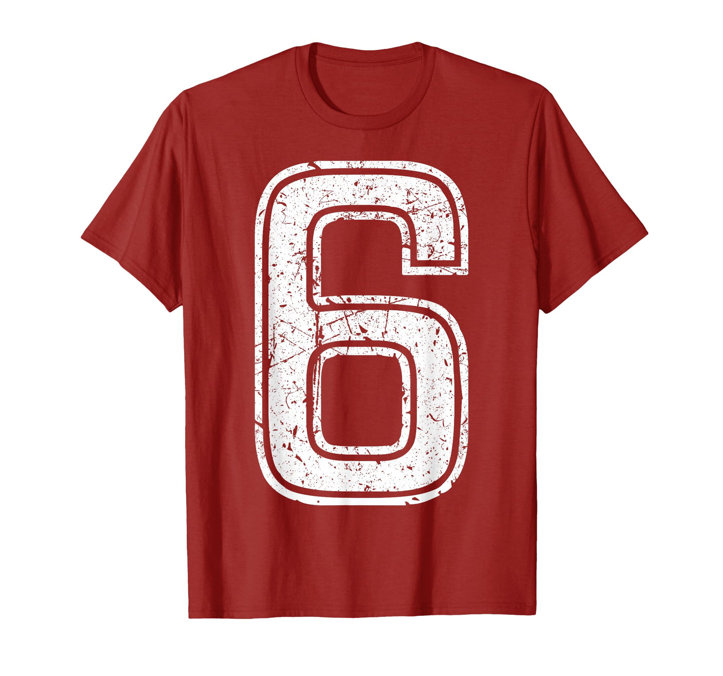 Vintage White Sports Team Number #6 T-Shirt