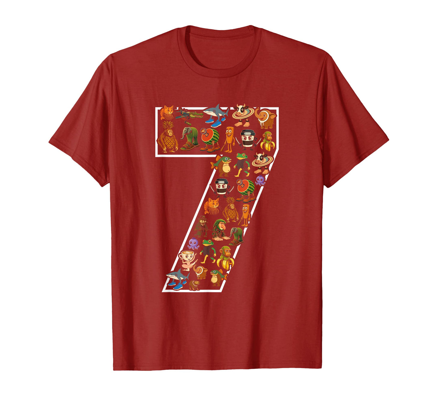 Italian Brainrot Birthday 7 Age Meme 7th Kids Boys Girls T-Shirt