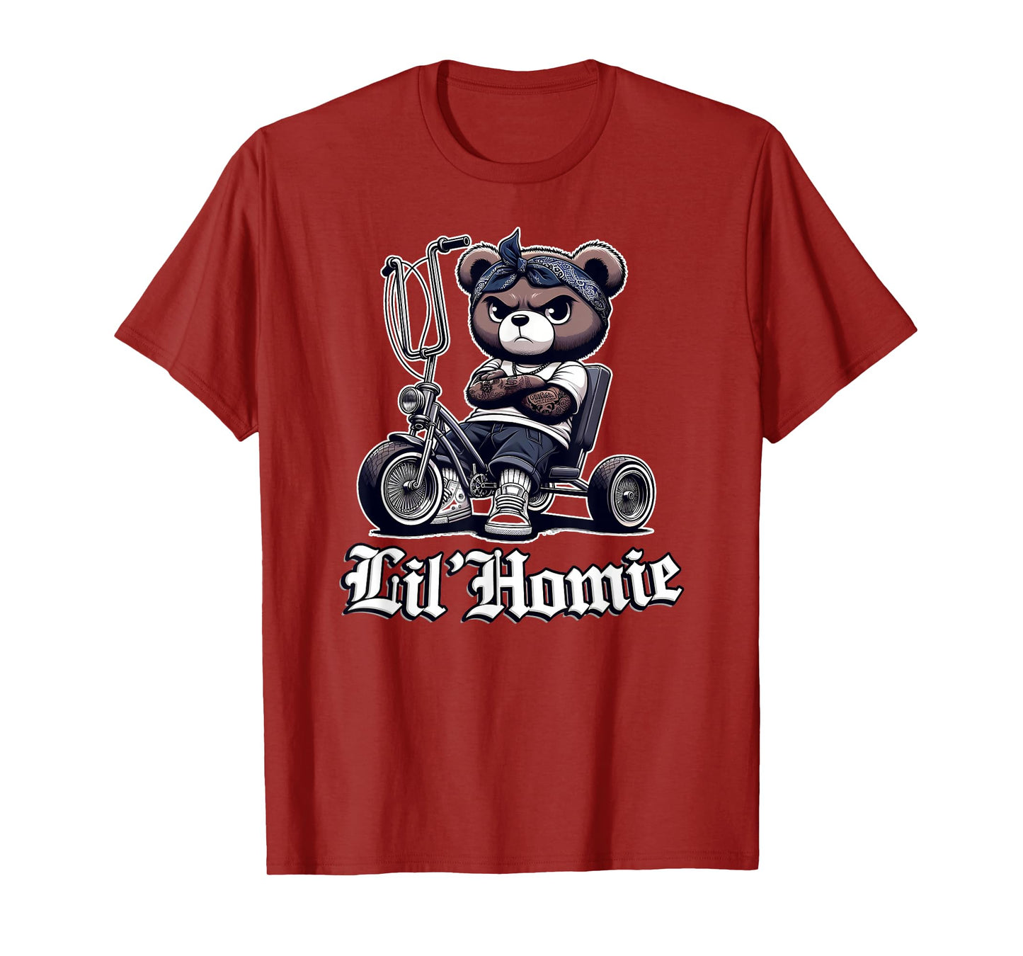 LIL HOMIE Cute Teddy Bear Hip Hop Chicano Lowrider Cholo T-Shirt