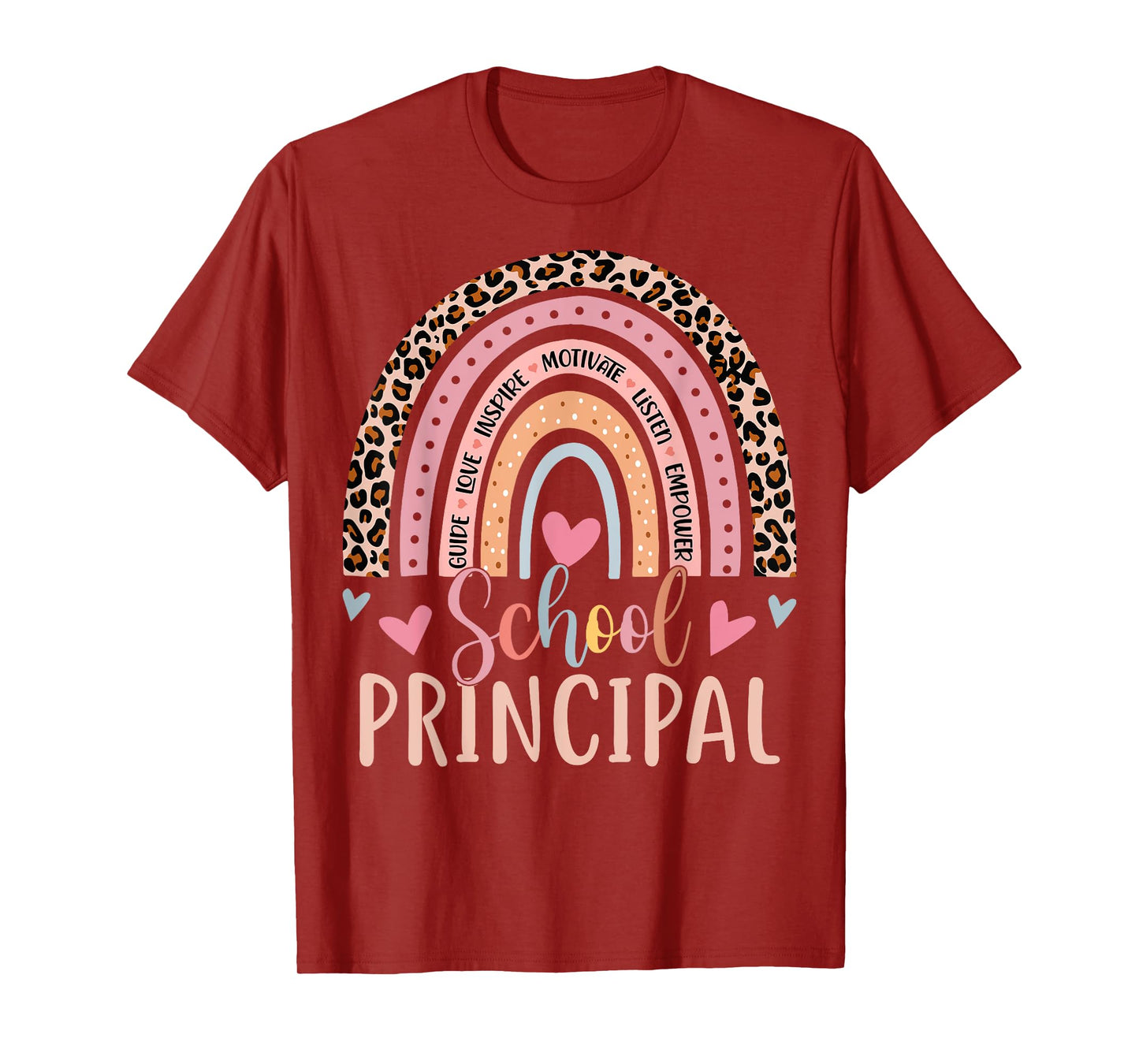 School Principal Rainbow Leopard Funny School Principal T-Shirt