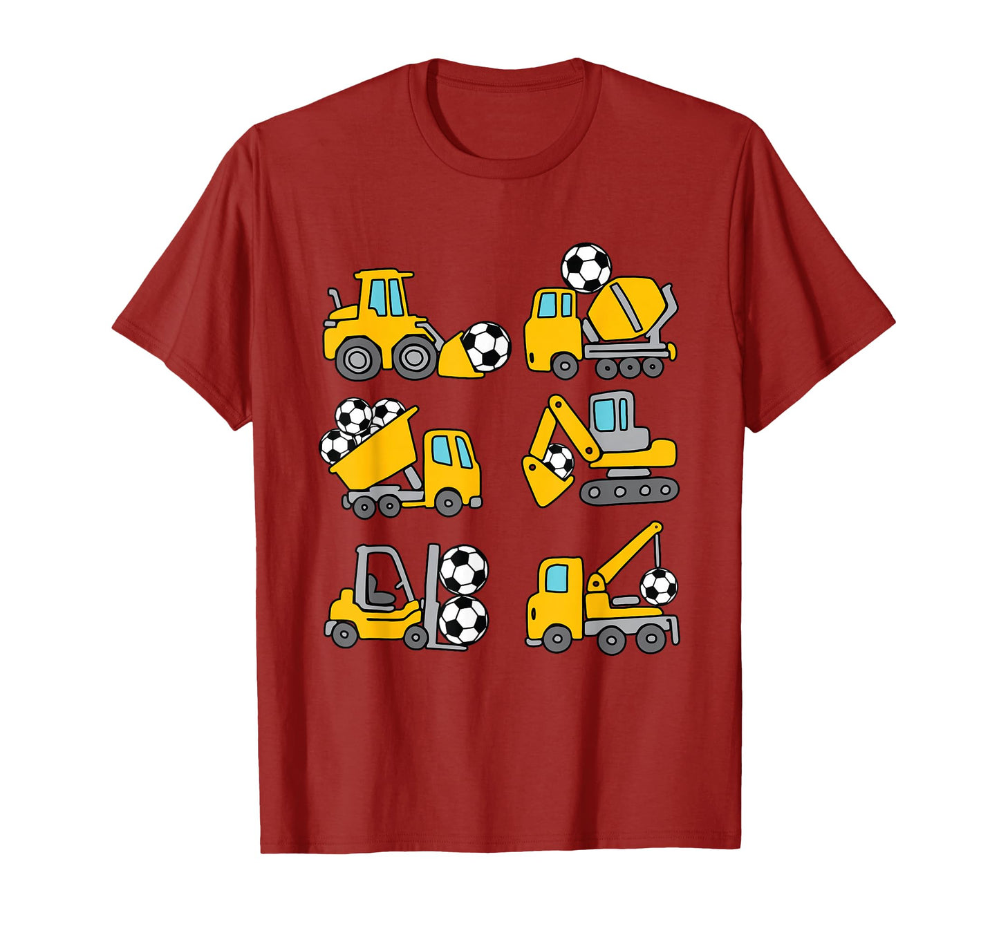 Soccer Ball Kids Football Construction Trucks Toddler Boys T-Shirt