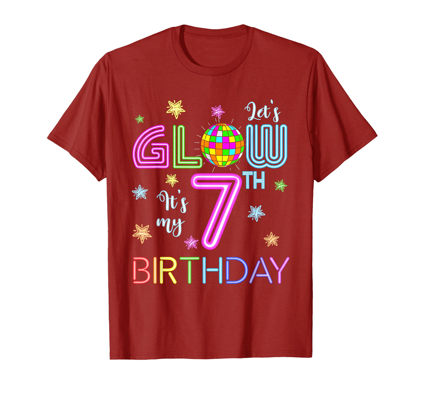 Lets Crazy It's My 7th Birthday Glowing 80s 7 Year Old T-Shirt