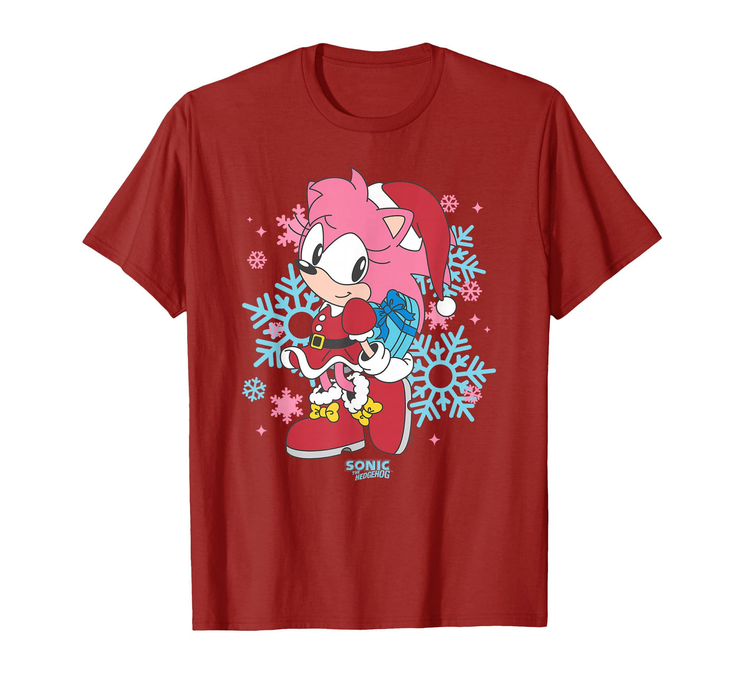 Sonic The Hedgehog Christmas Amy Rose with Lovely Present T-Shirt