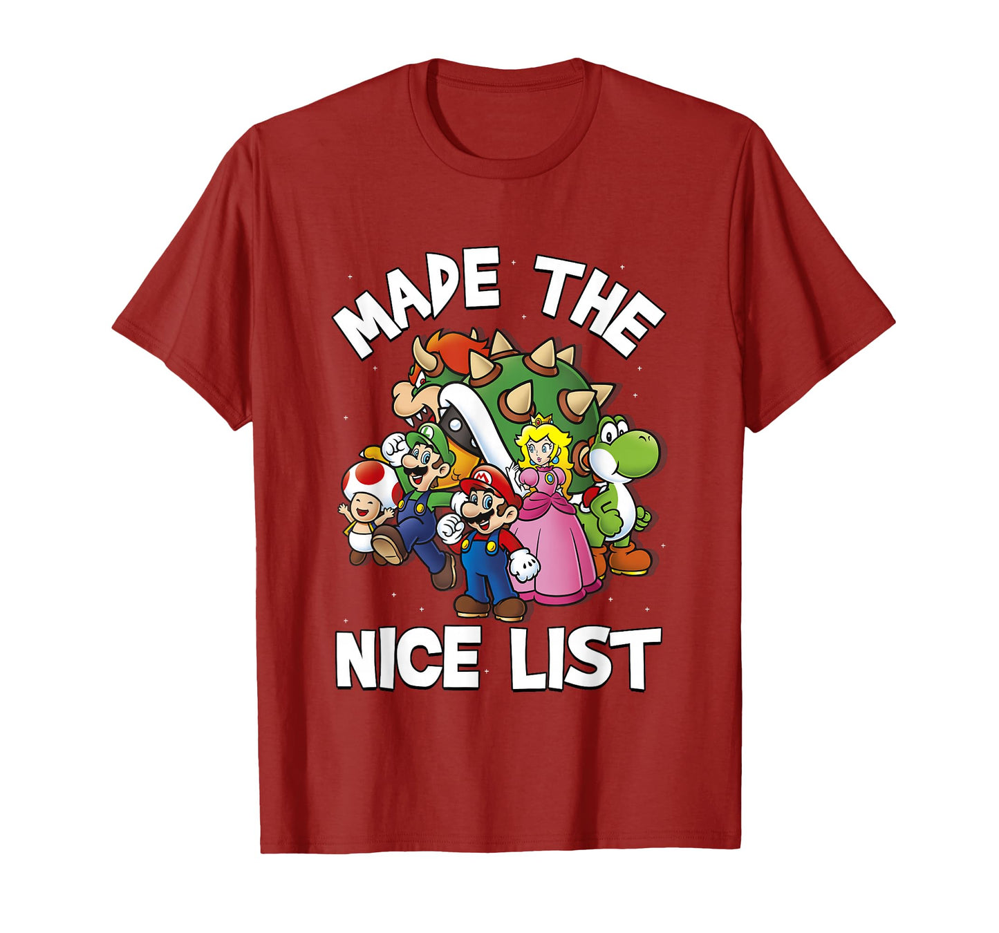Super Mario Christmas Made The Nice List Group Shot T-Shirt