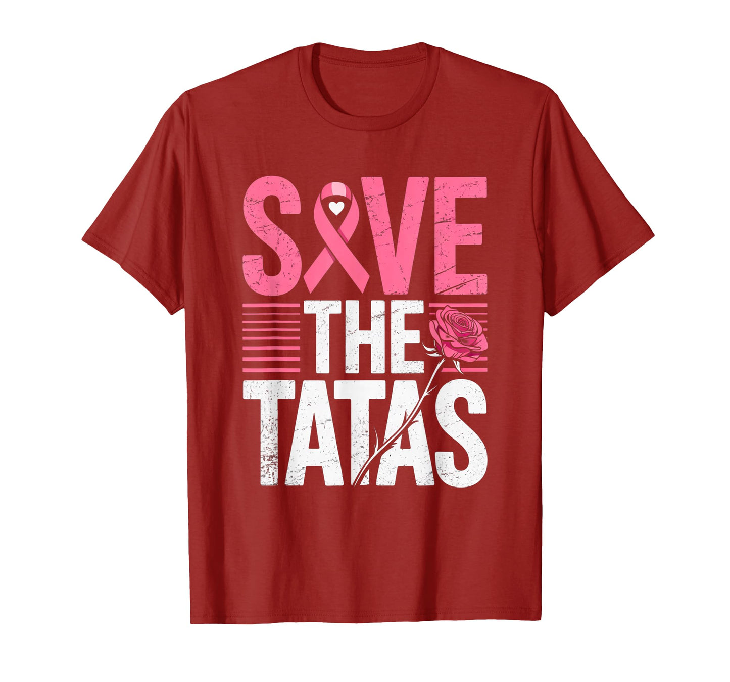 Save The Tatas Breast Cancer Fighting Awareness Pink Ribbon T-Shirt