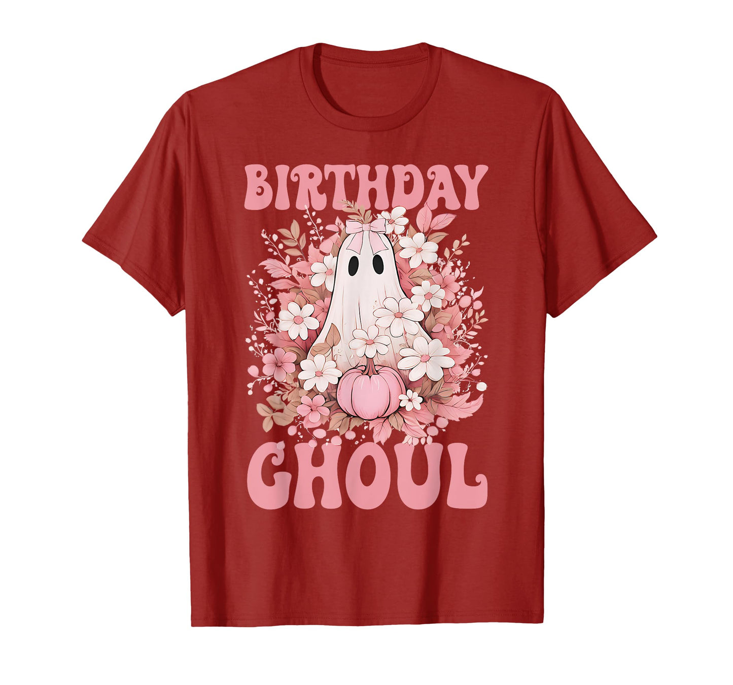 Birthday Ghoul Floral Ghost Bow Halloween Birthday Girls T-Shirt