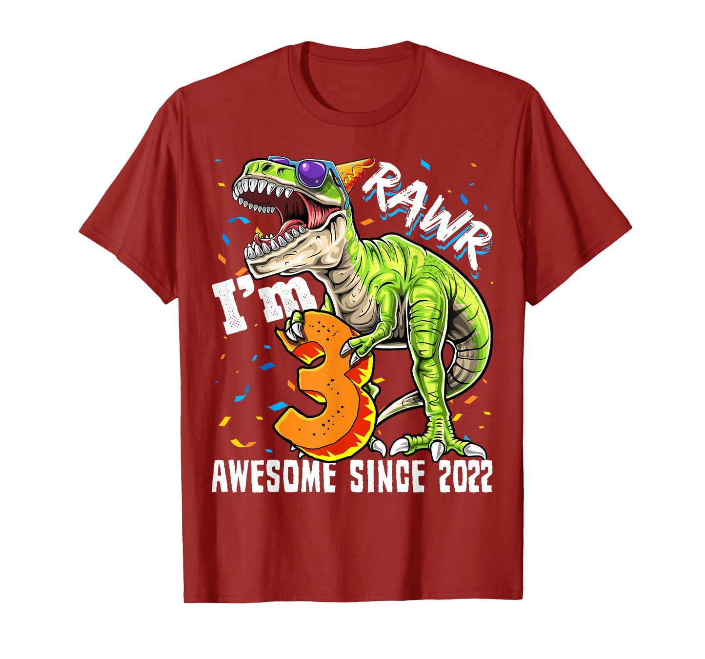 3rd Birthday T Rex Dinosaur Party Boys Rawr I'm 3 T-Shirt