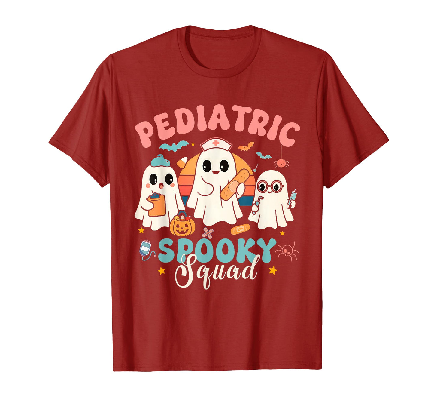 Pediatric Spooky Squad Ghost Nurse Halloween Matching Tee T-Shirt