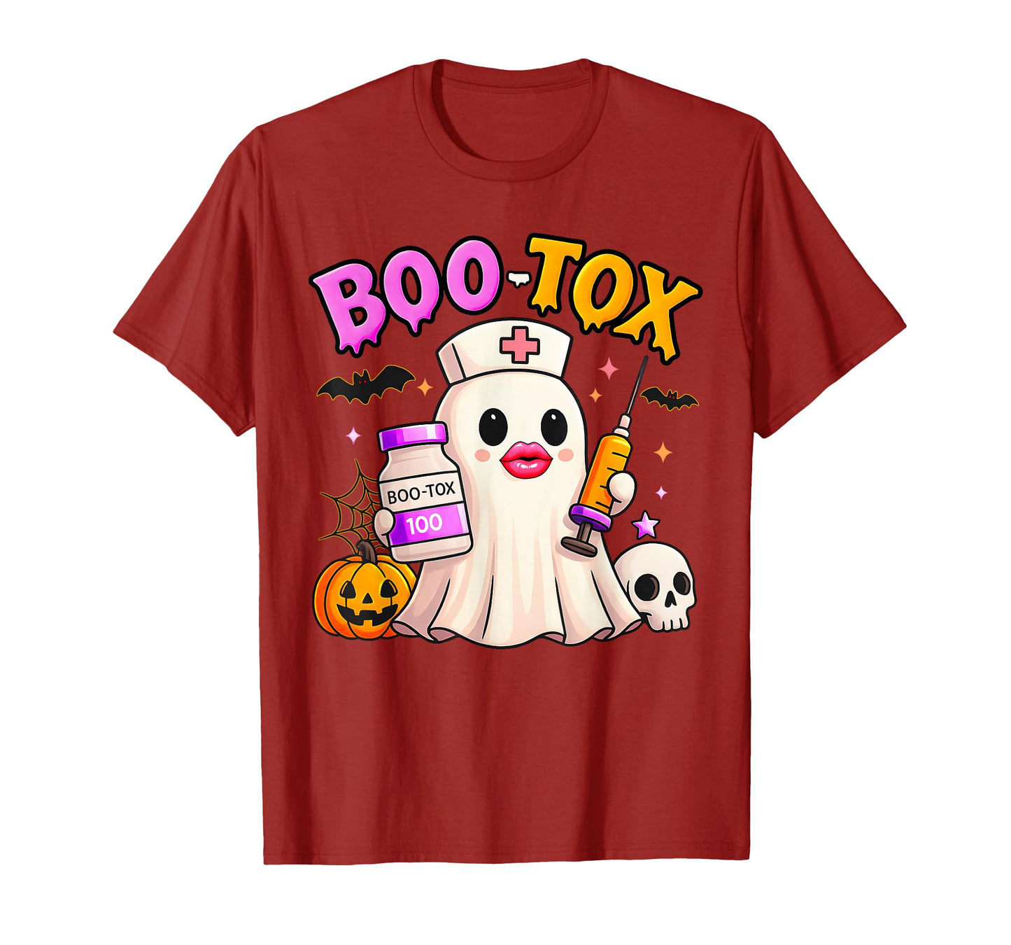 Funny Boo Tox Aesthetic Nurse Ghost Skull Pumpkin Halloween T-Shirt