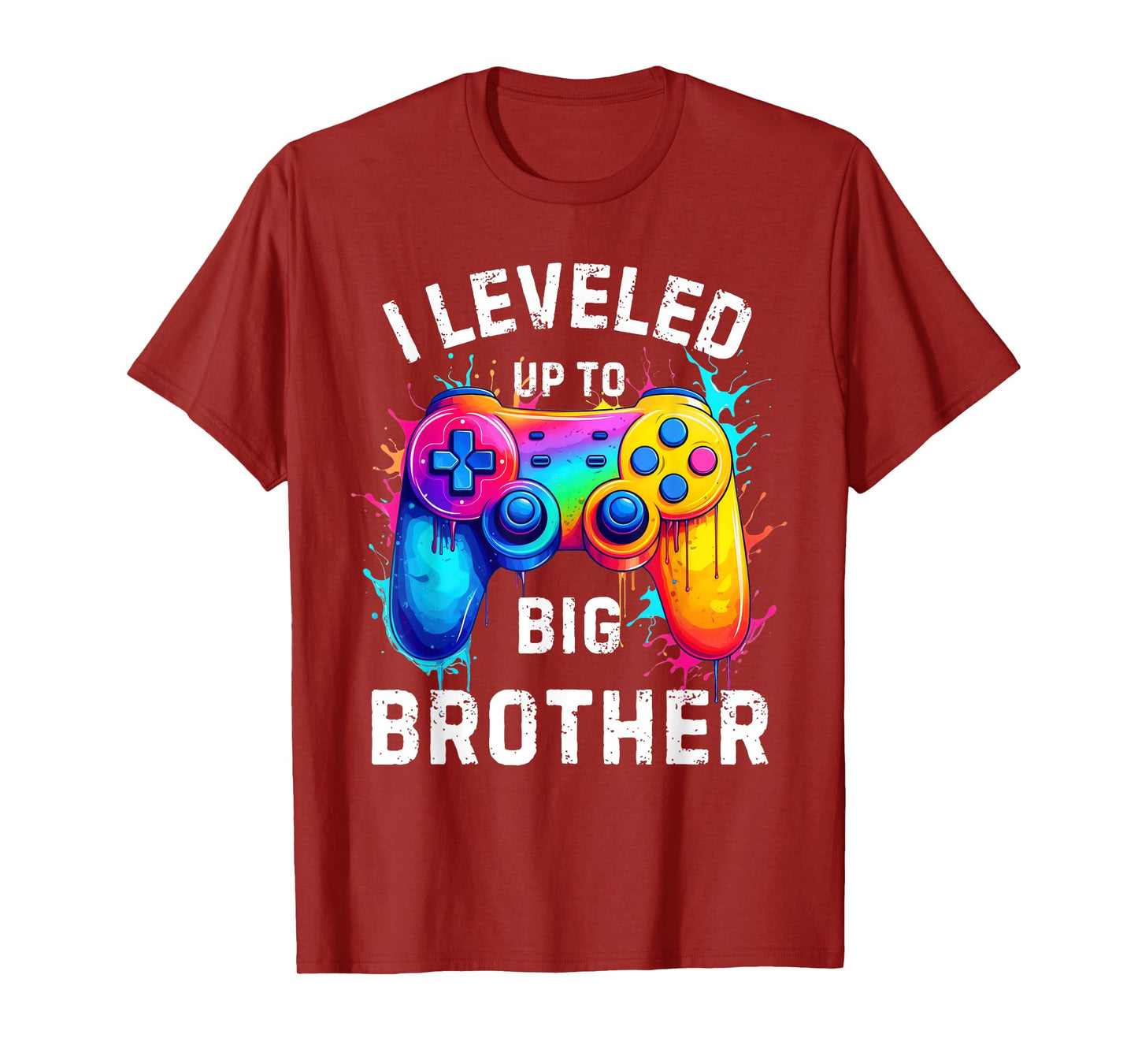 I Leveled Up to Big Brother Funny Gamer Splash Art T-Shirt