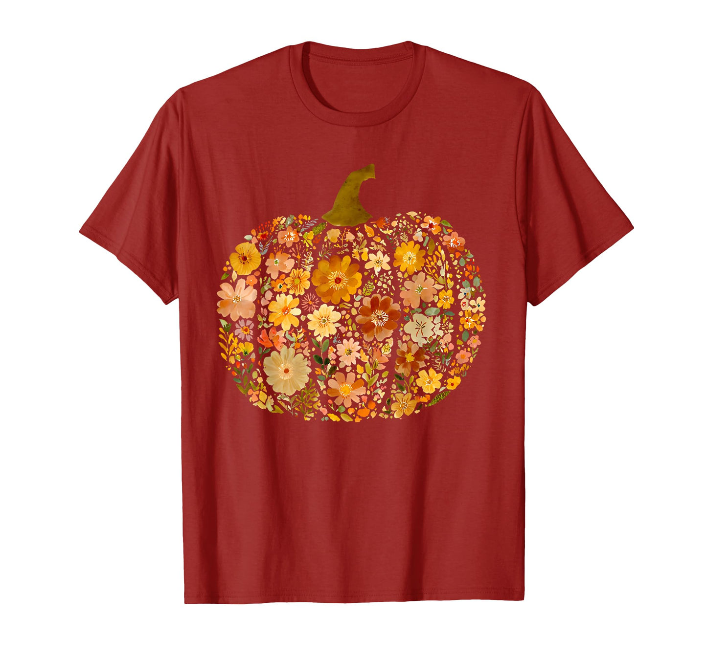 Pumpkin Season Floral Thanksgiving Autumn Fall Y'all Leaves T-Shirt