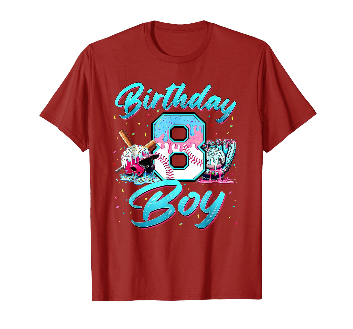 Baseball Boys Ice Cream Drip Baseball Boys Birthday 8 Youth T-Shirt