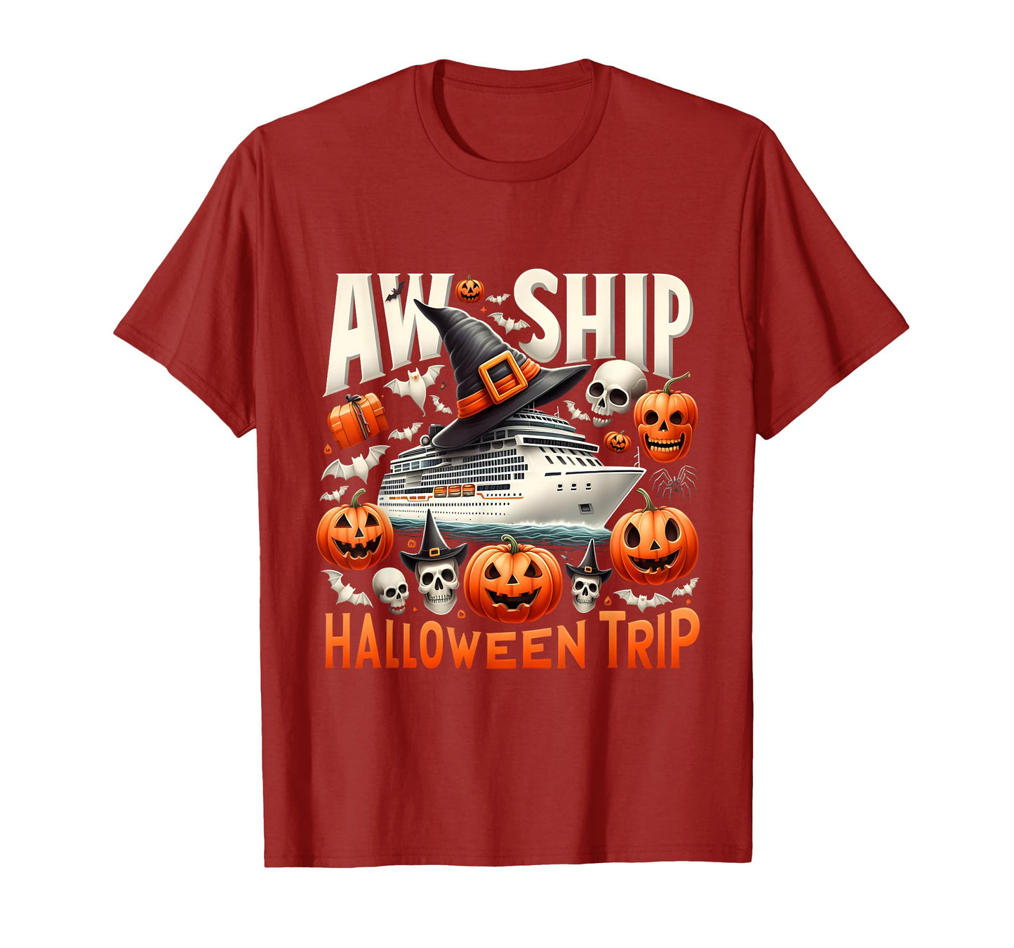 Aw Ship Halloween Trip Happy Halloween Spooky Pumpkin Cruise T-Shirt