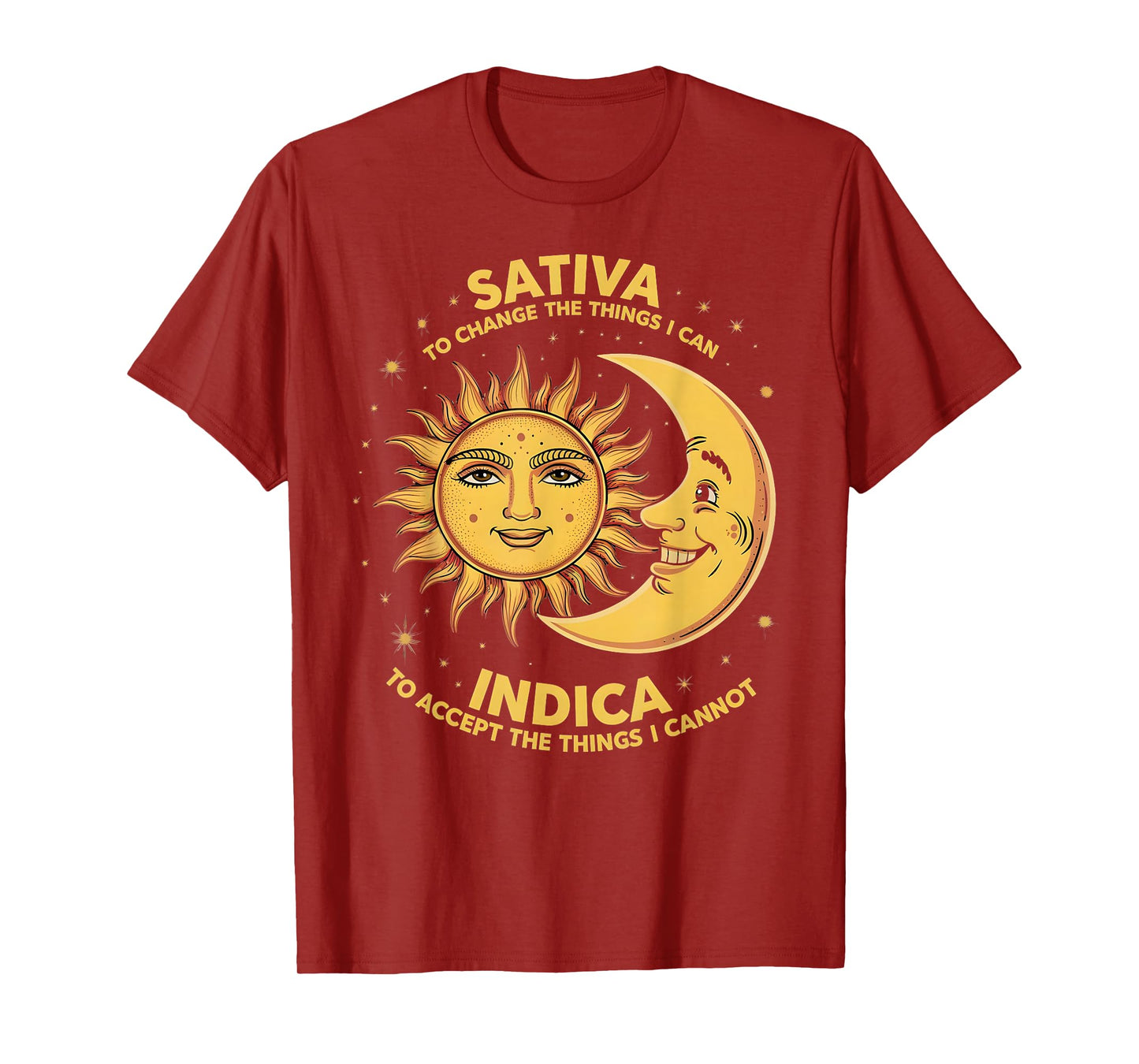 Cosmic Harmony Botanical Balance Mindset Sativa To Change Things Indica To Accept Things T-Shirt, Small, Black