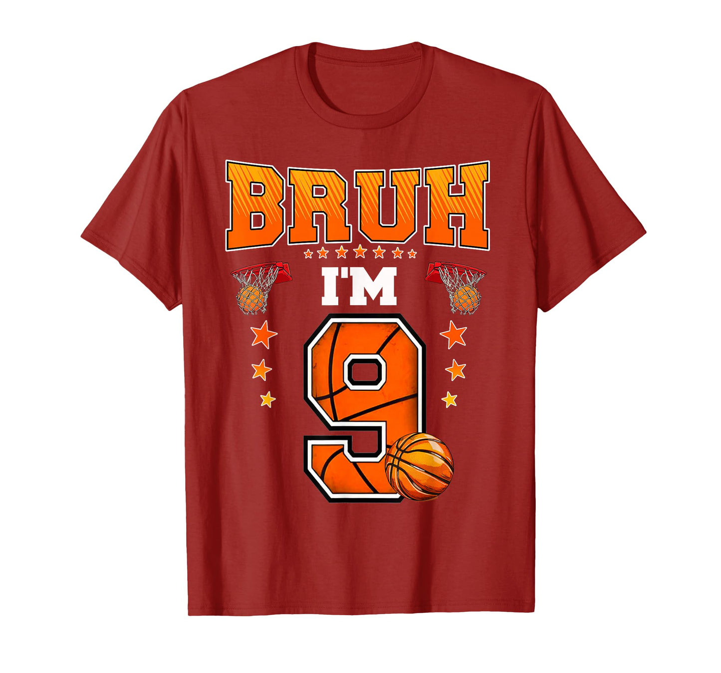 Bruh I'm 9 Year Old Baller Basketball 9th Birthday Boy Funny T-Shirt