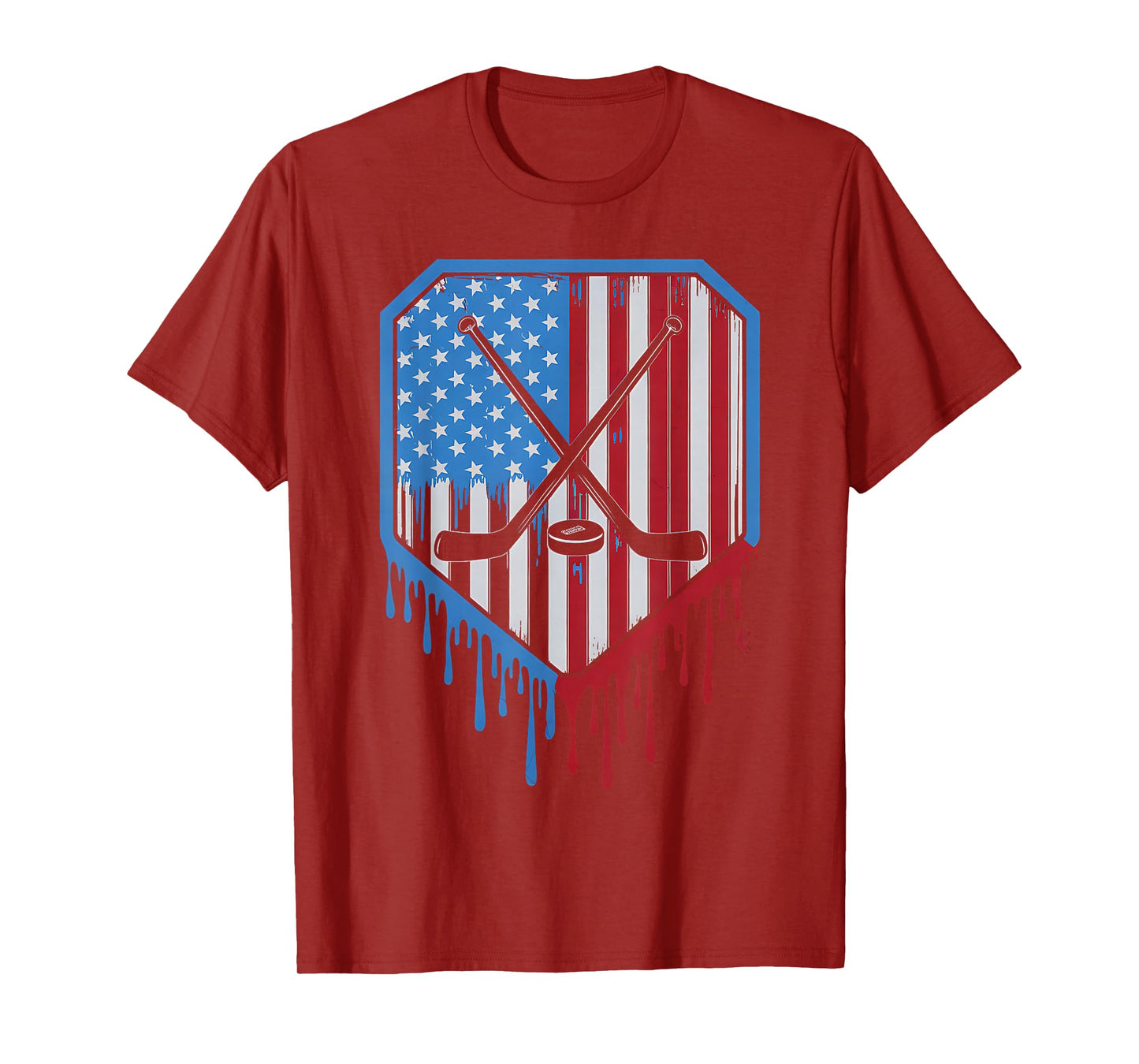 Funny Hockey Drip Boys Ice Cream Patriotic American Flag T-Shirt