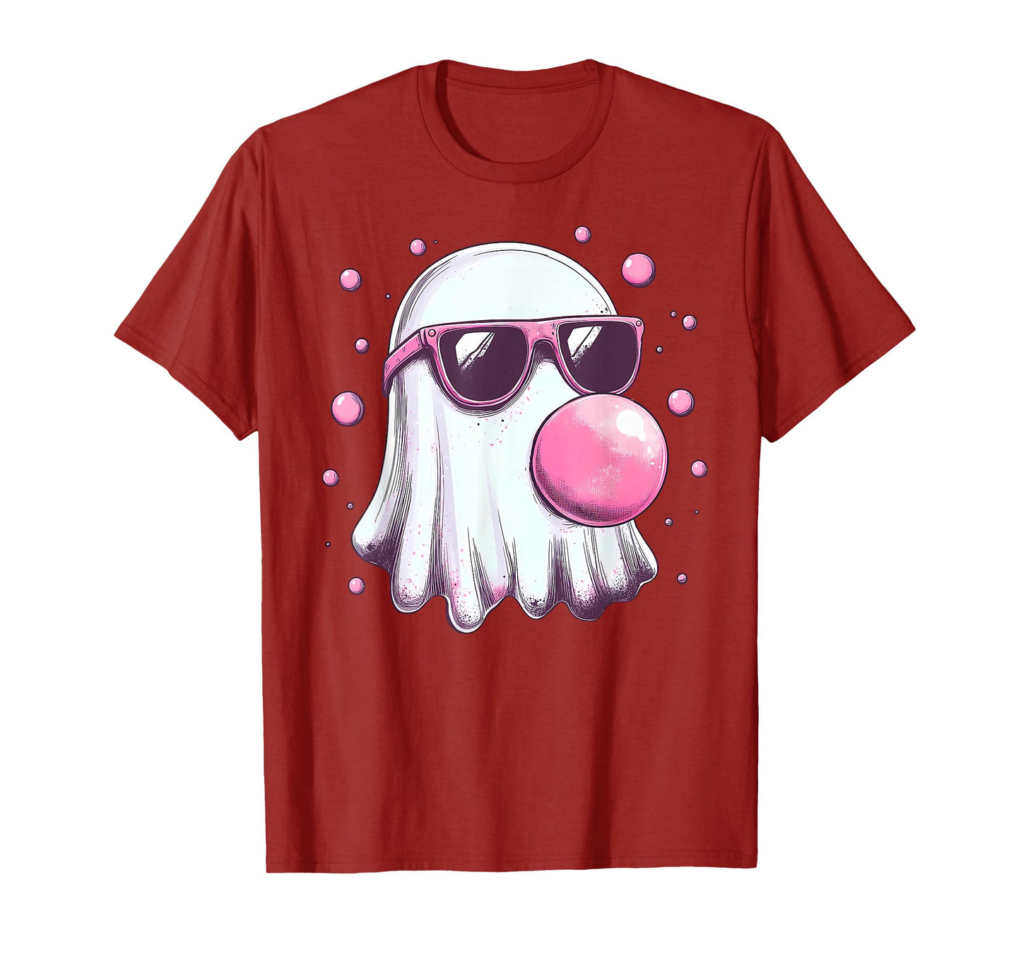 Cute Pink Ghost Bubble Gum Halloween Costume Women Kids T-Shirt