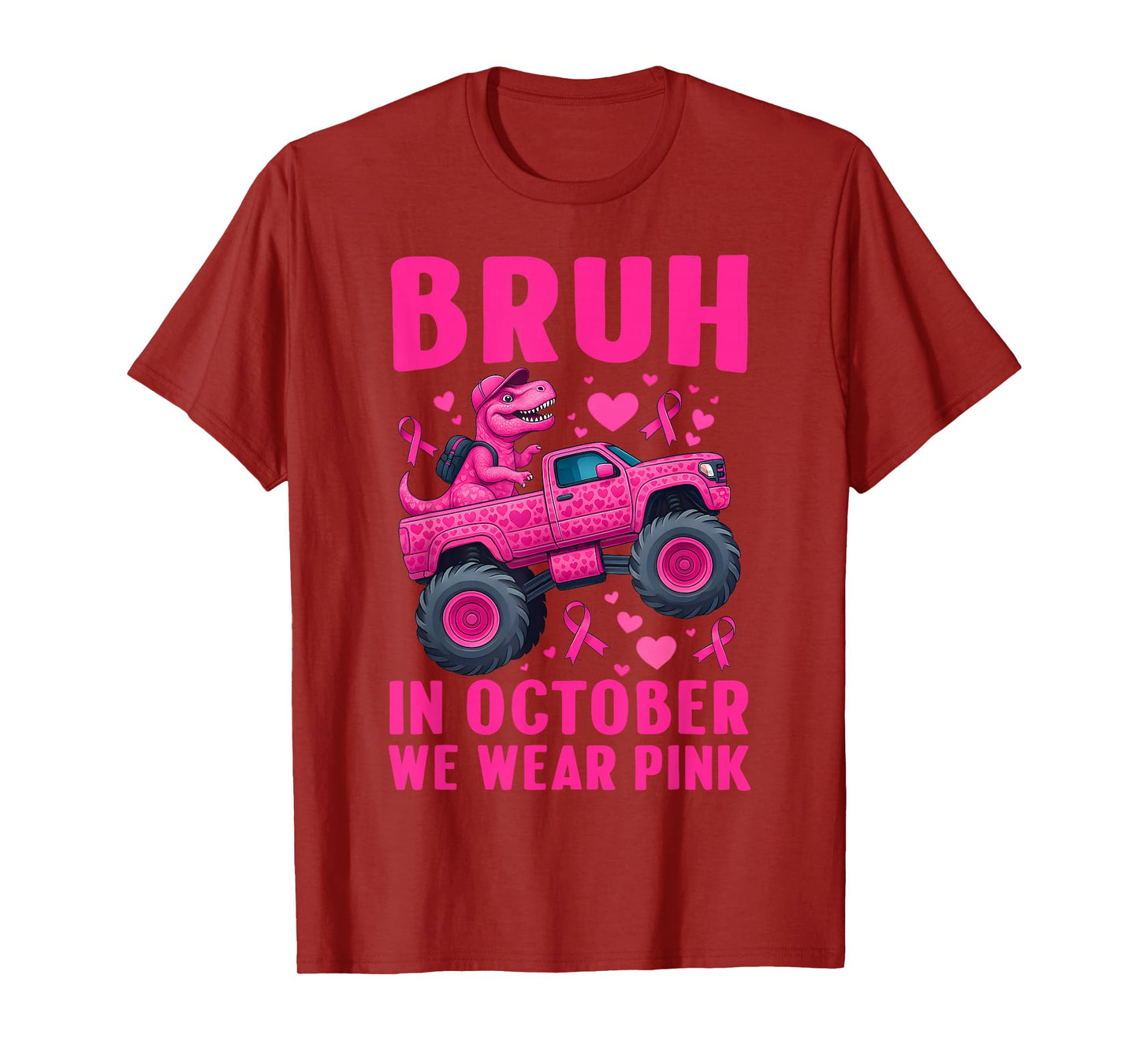Bruh in October We Wear Pink Breast Cancer Kids Teen Girls T-Shirt