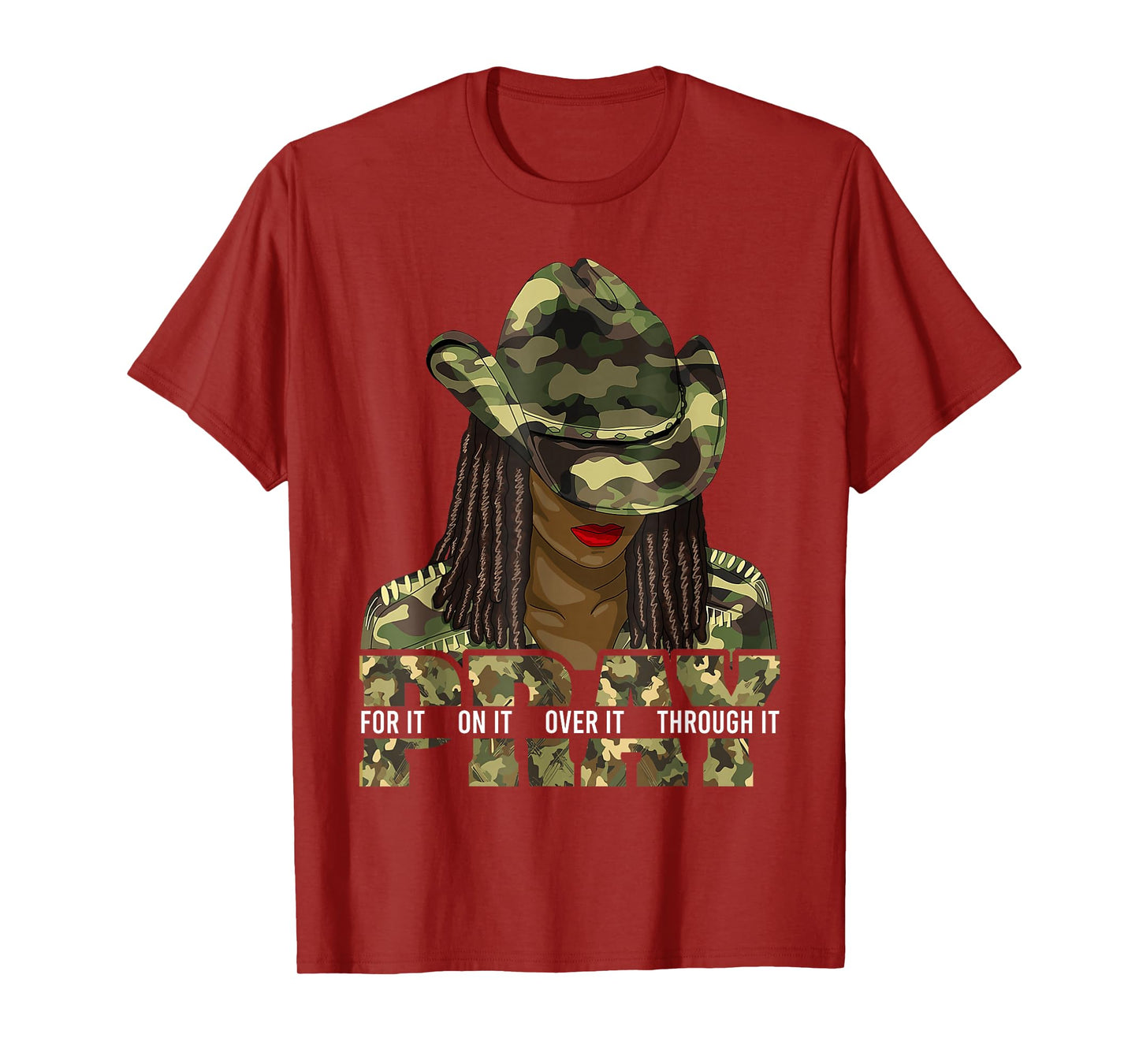 Pray On It Pray Over It Black Woman Afro Christian Sayings T-Shirt