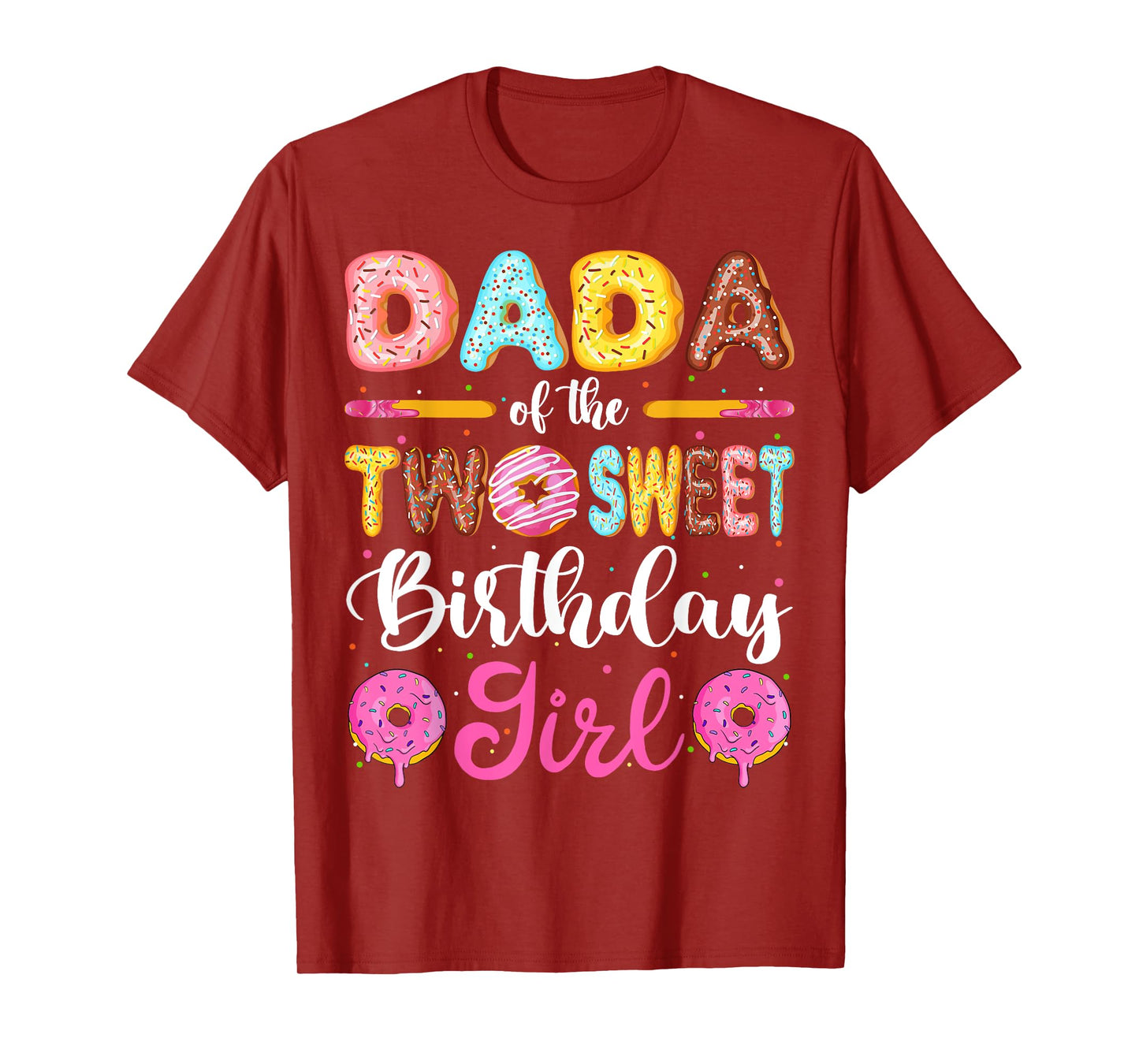 Dada Of The Two Sweet Birthday Girl Donut 2nd Birthday T-Shirt
