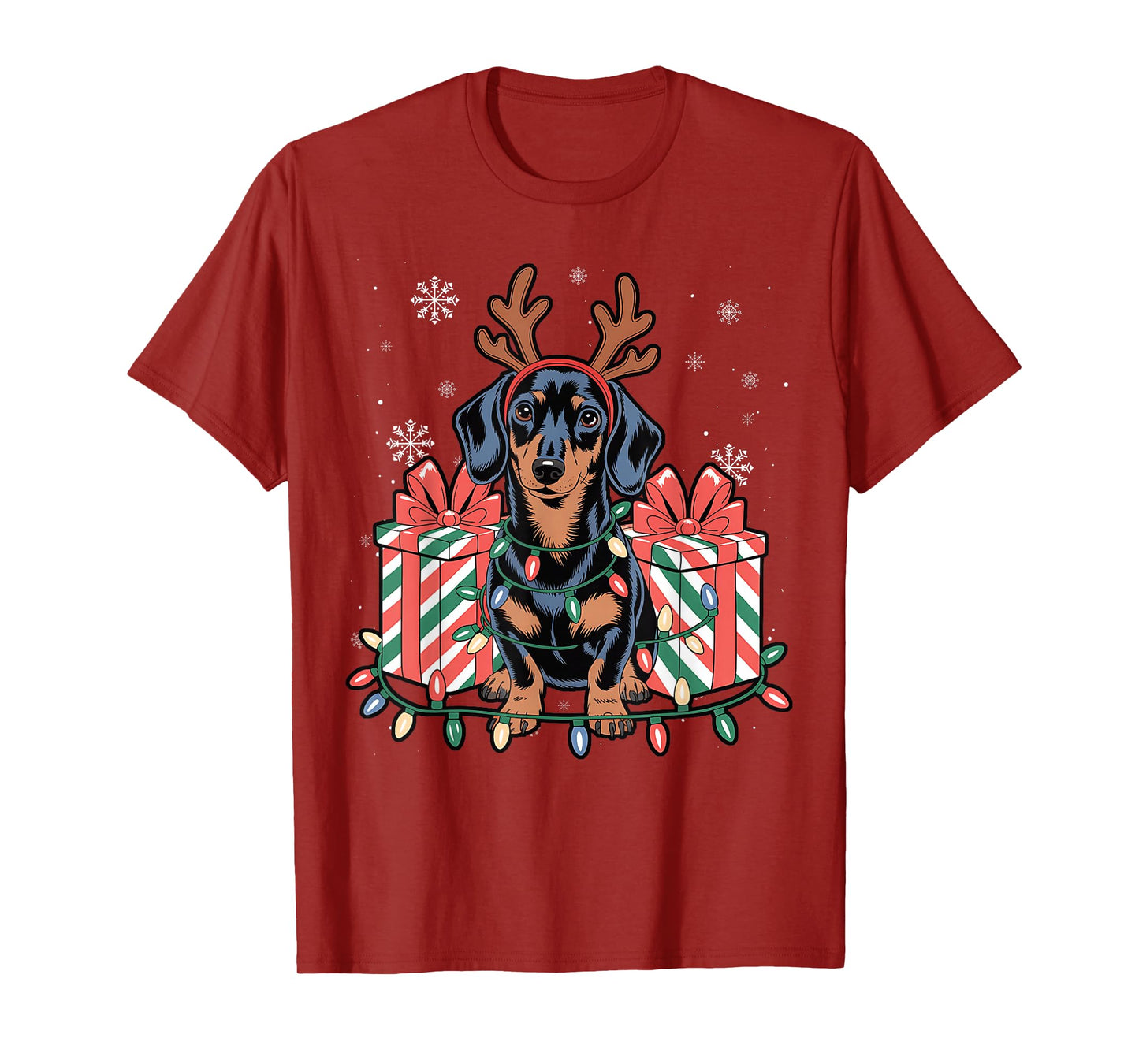 Cute Reindeer Dachshund Christmas for Women Men Dog Lover T-Shirt