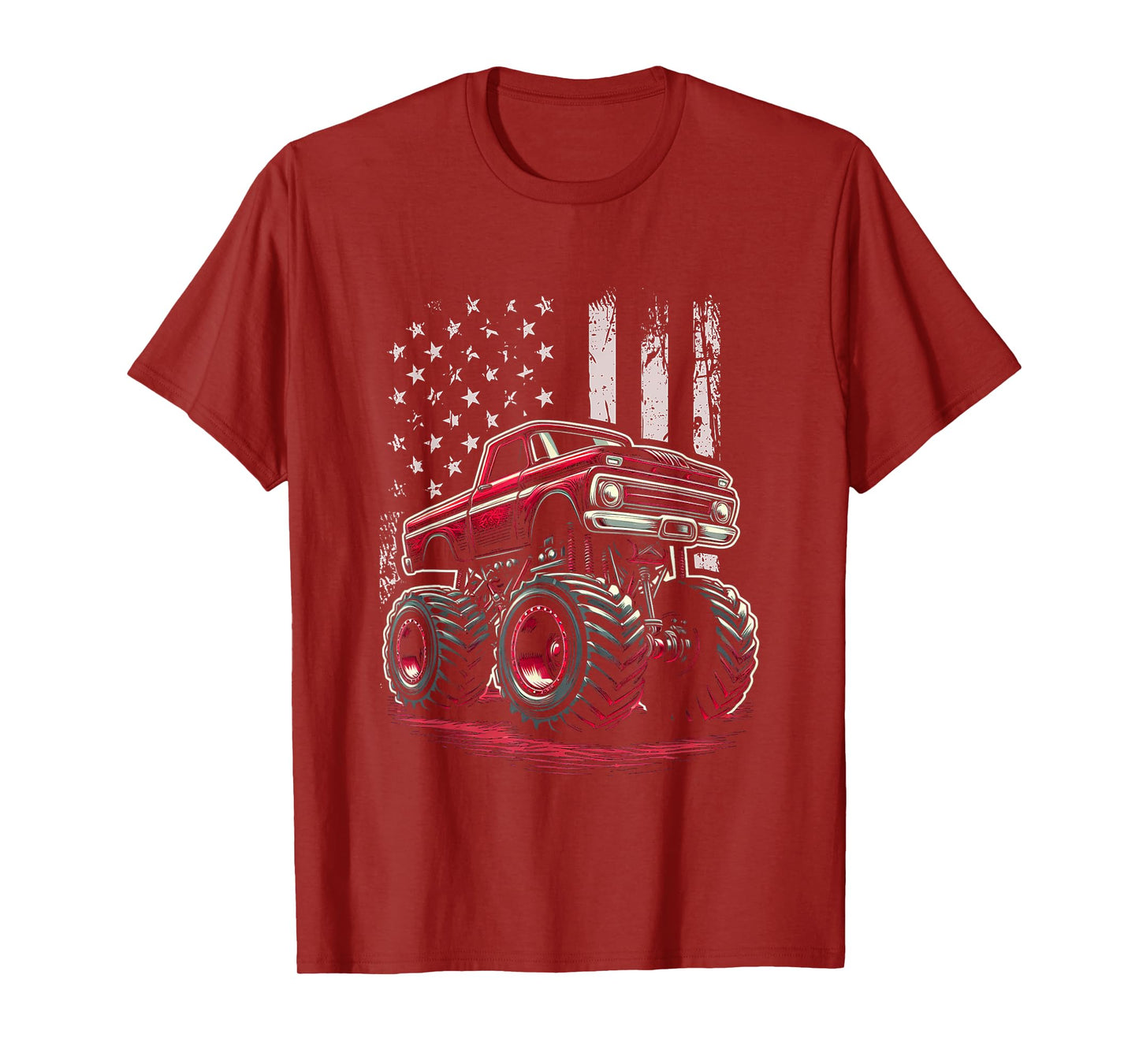 Patriotic USA Monster Truck Adult T-Shirt