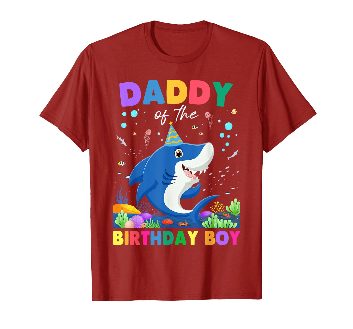 Daddy of The Birthday Boy Funny Shark Birthday Family T-Shirt