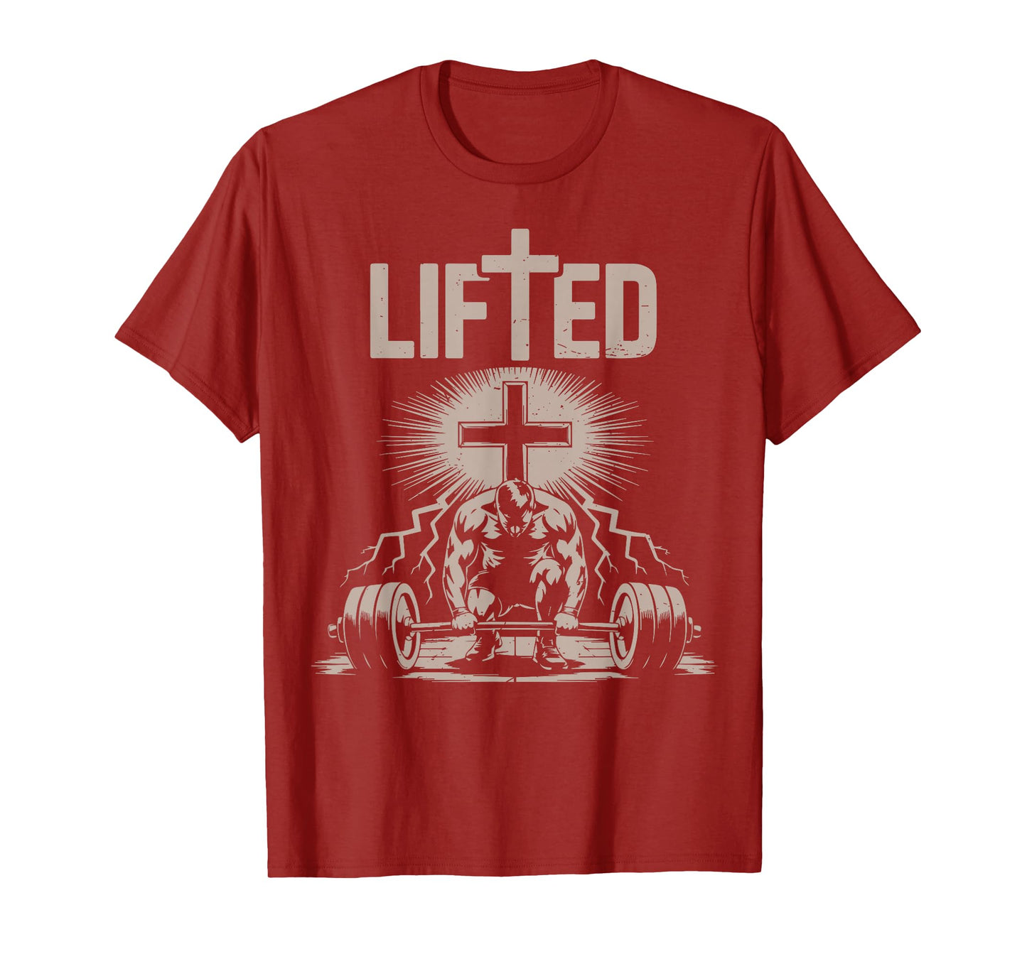 Lifted Funny Christian Workout Gym Jesus Weightlifting Cross T-Shirt