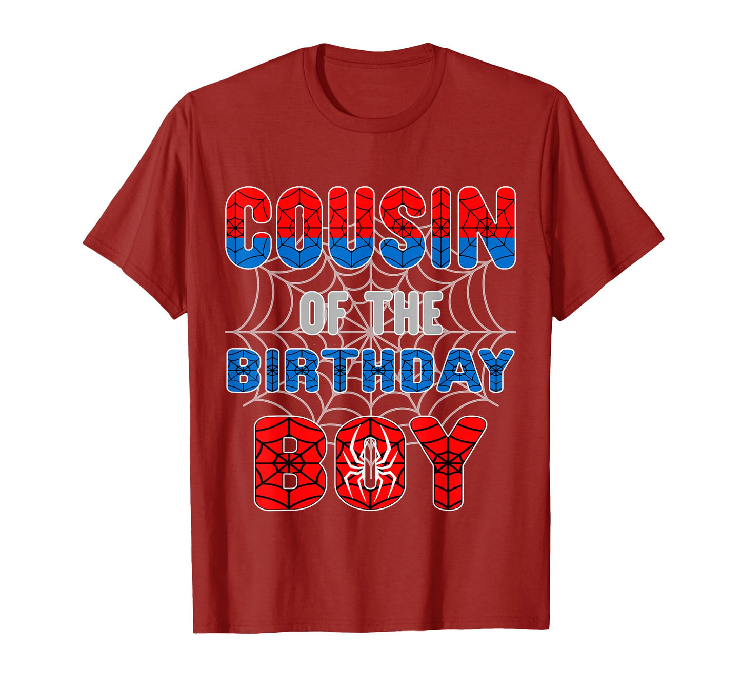 Spider Web Birthday Party Cousin of The Birthday Boy T-Shirt