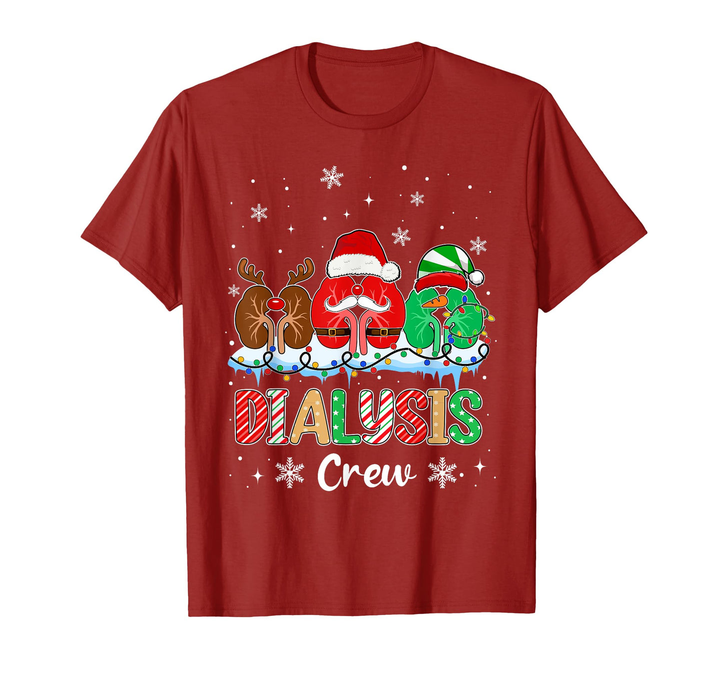 Dialysis Crew Christmas Lights Dialysis Nurse Xmas T-Shirt