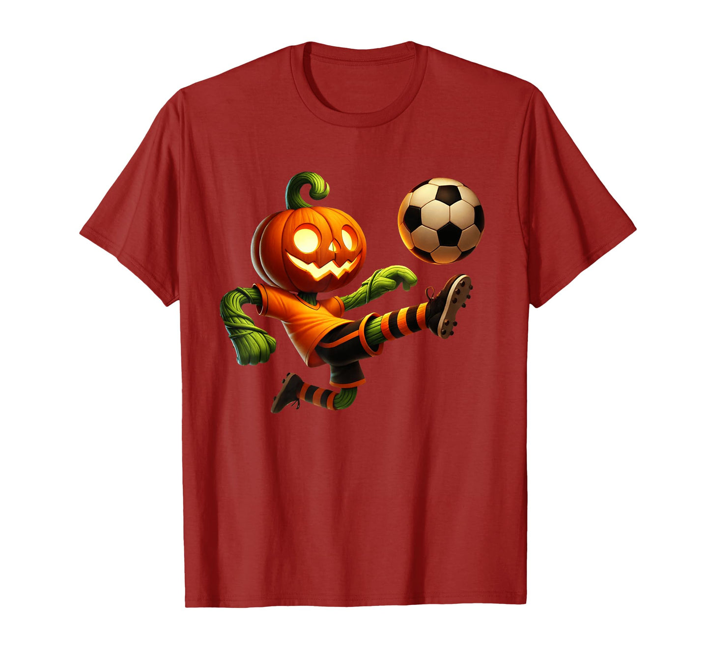 Pumpkin Face Soccer Halloween Costume Men Boys Kids Cute T-Shirt