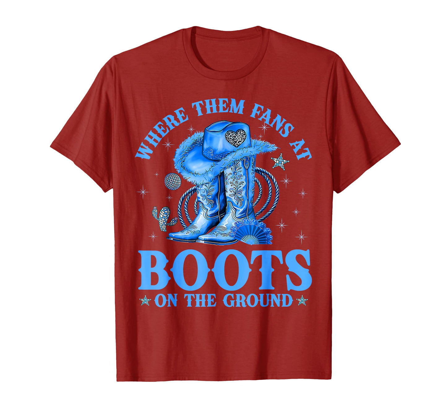Where Them Fans at Boots On The Ground Black Western Cowgirl T-Shirt
