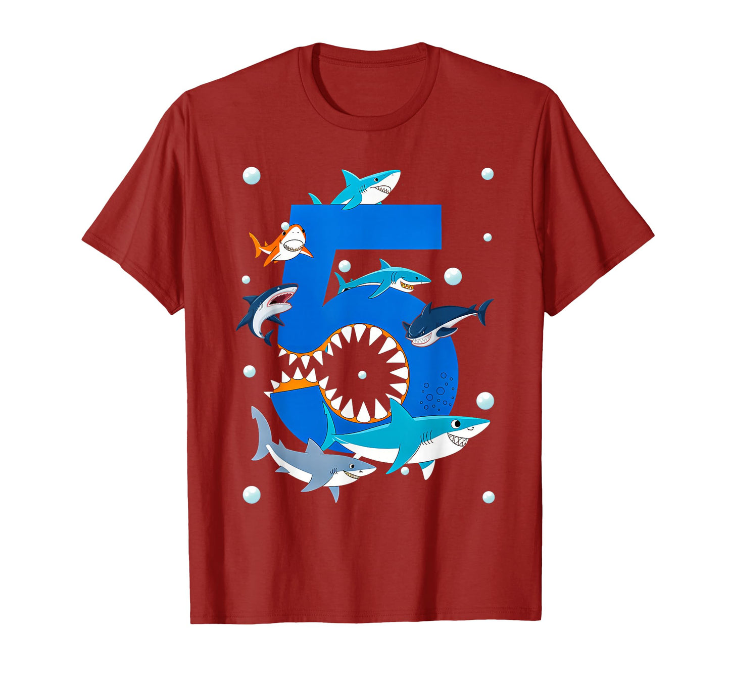 5th Birthday Boys Shark White Shark T-Shirt