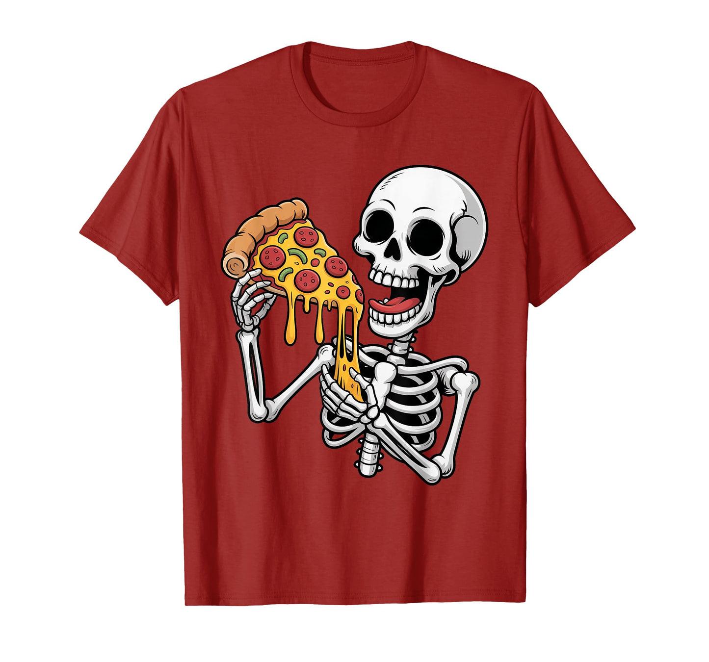Creepy Skeleton Eating Pizza Halloween Costume Spooky Season T-Shirt